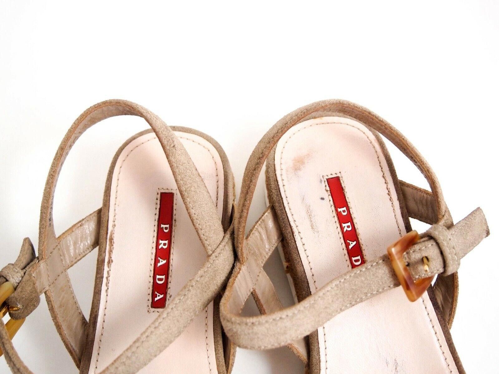 Prada Prada Open Toe Sandals Beige Suede Womens US 6 EU 36 Size US 6 / IT 36 - 5 Thumbnail