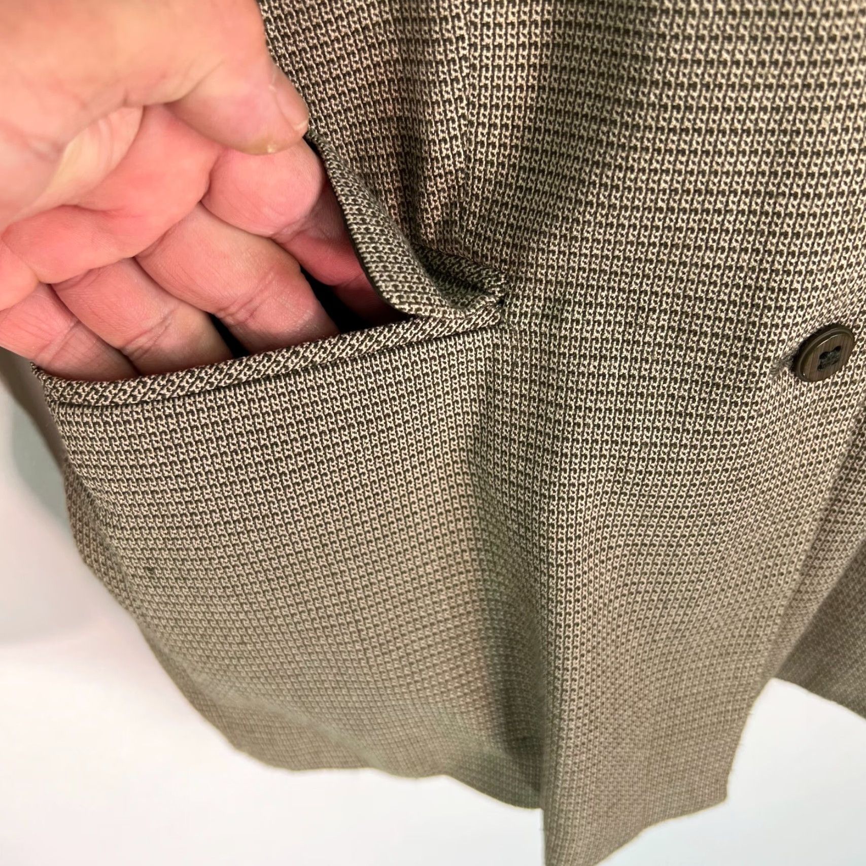 Vintage Norton McNaughton Blazer Jacket 10P Womens Collared Button Front Long Sleeves Tan Brown Solid Classic Casual Knit? Size L / US 10 / IT 46 - 4 Thumbnail