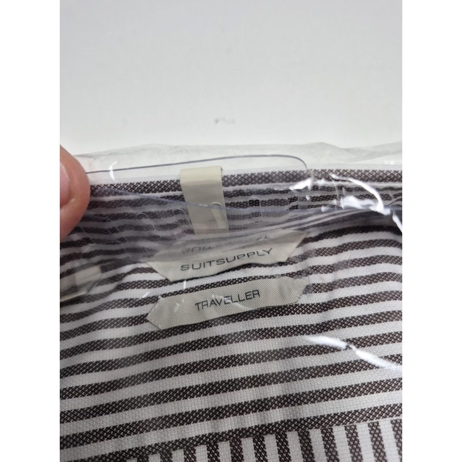 Suitsupply Suitsupply Shirt Mens 17.5 Brown Dress Stripe Slim Fit Traveller Formal Size 48R - 2 Thumbnail