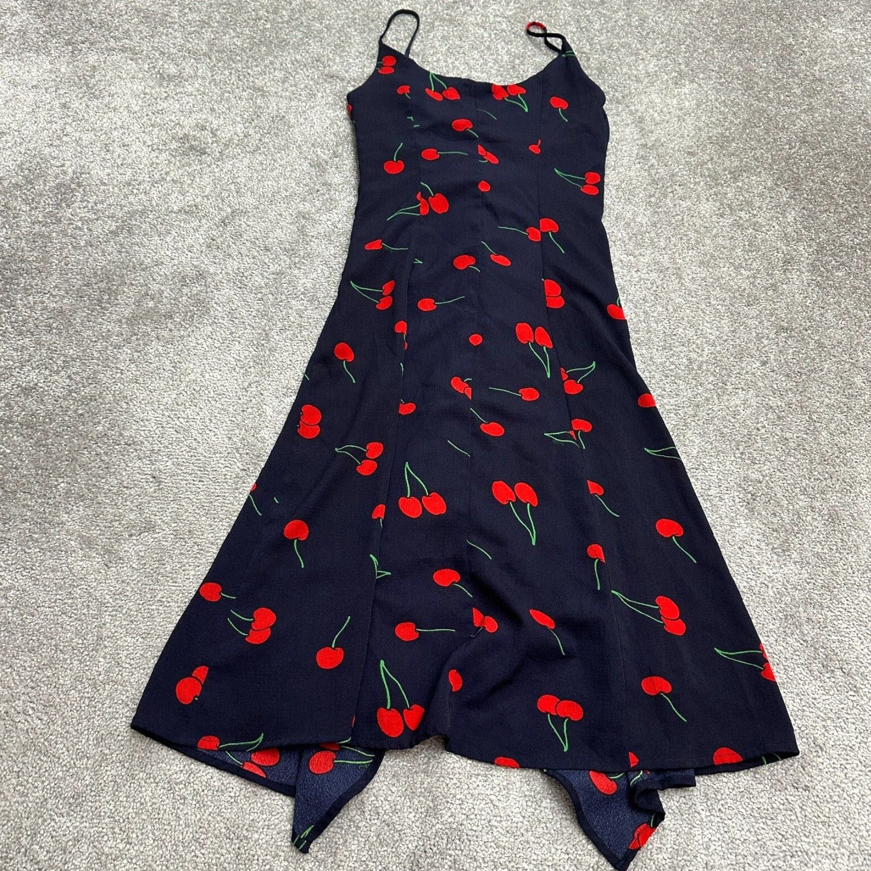 AQUA Aqua Maxi Dress Hi-Low By Bloomingdale's Womens Small Blue Cherry Sleeveless Size S / US 4 / IT 40 - 2 Thumbnail