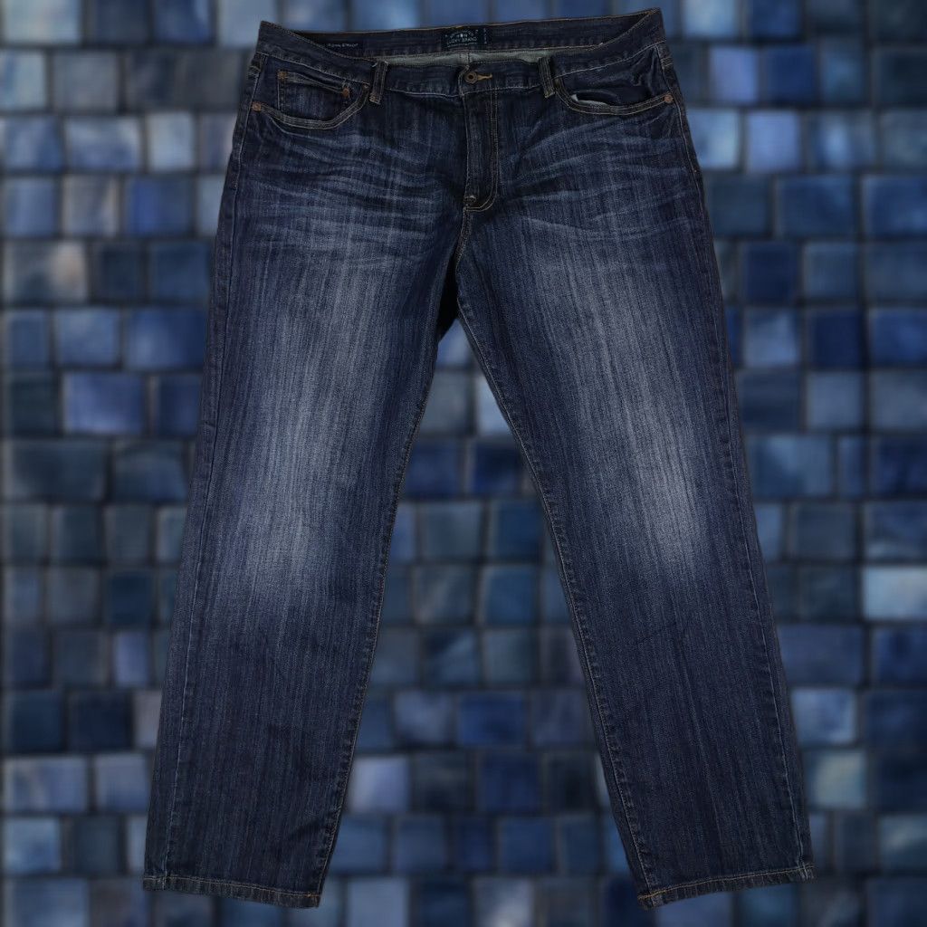 Lucky Brand Jeans Mens 40 x 30 Blue 221 Original Straight Leg Dark Wash Jeans Mens 40 Blue Regular Denim Stretch 90s?