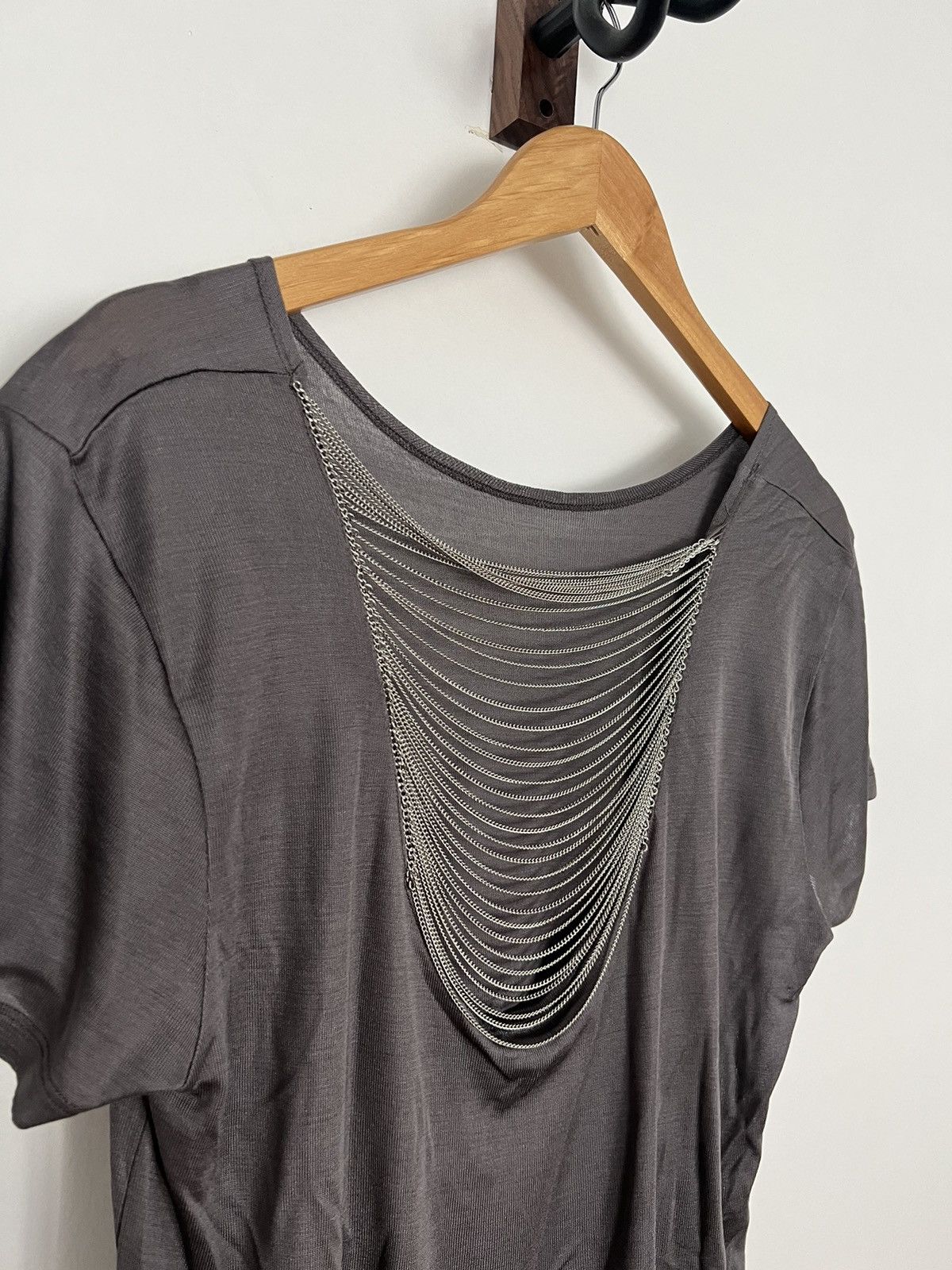 image of Saint Laurent Paris Hedi ‘13 Skeleton Chain Back Shirt in Grey, Men's (Size Large)
