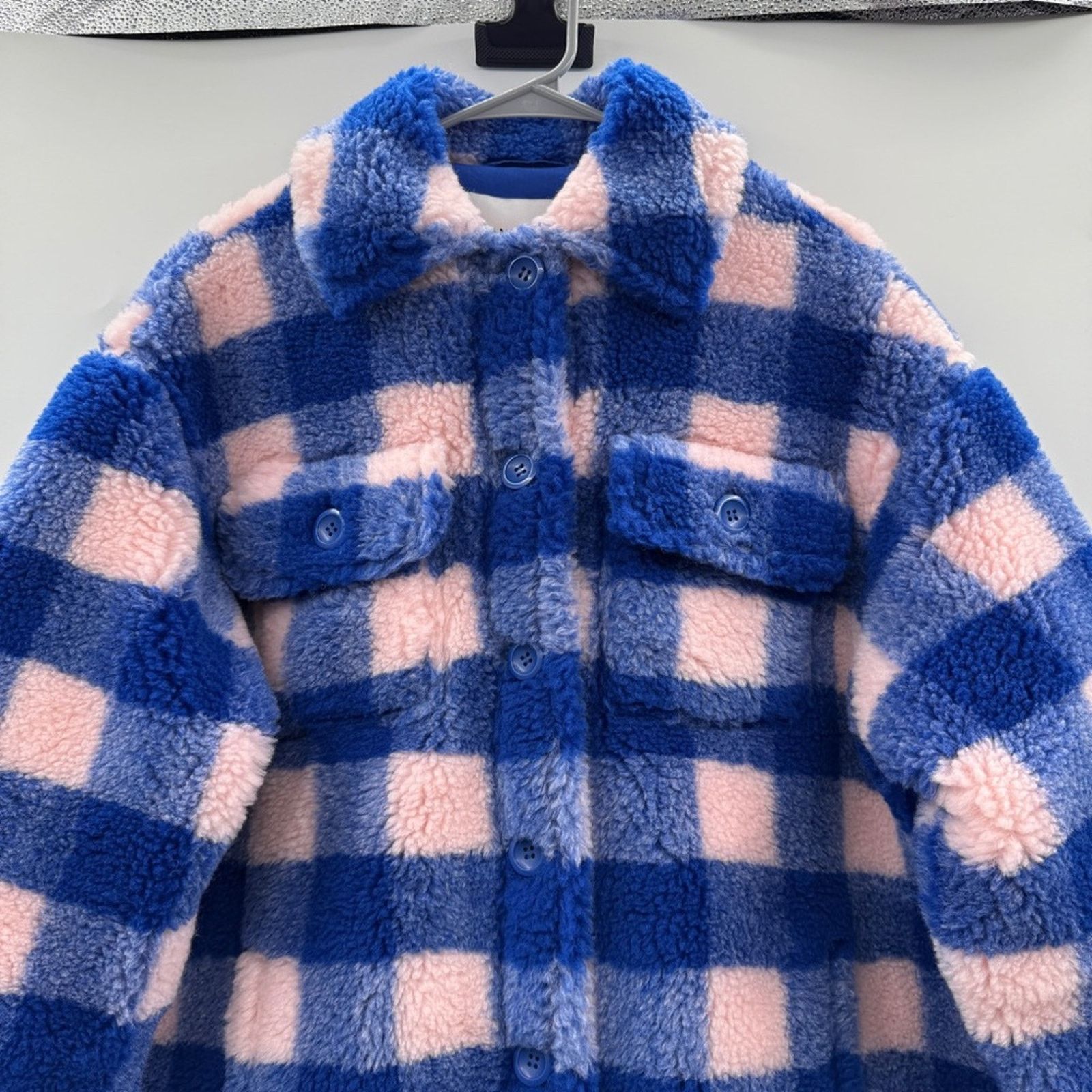 STAND STUDIO Stand Studio Sabi Oversized Blue & Pink Shacket Jacket Sz 32 Size XXS / US 00 / IT 34 - 4 Thumbnail