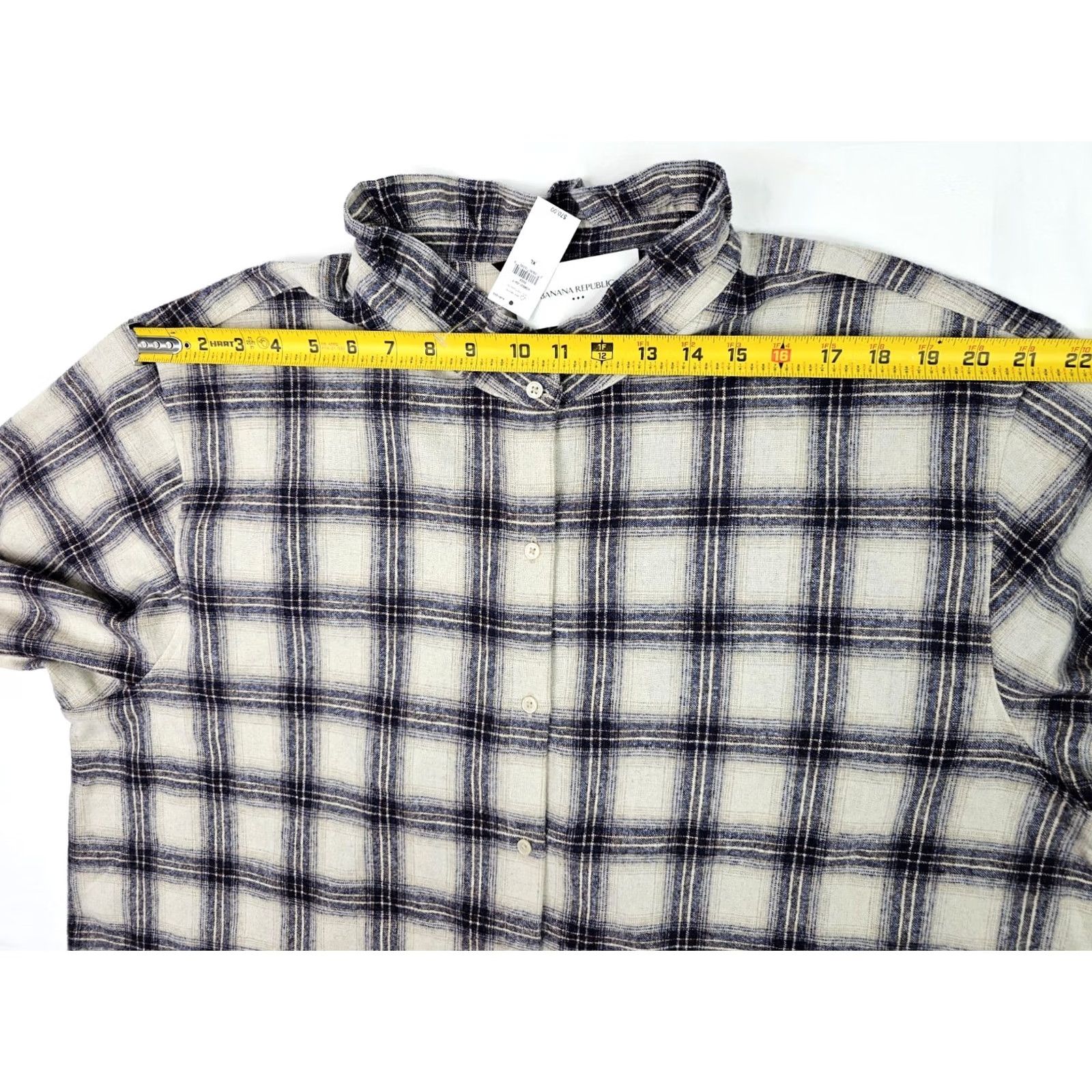 Banana Republic Banana Republic Wool Blend Plaid Flannel Button Shirt Women XL Natural Beige NWT Size XL / US 12-14 / IT 48-50 - 7 Thumbnail