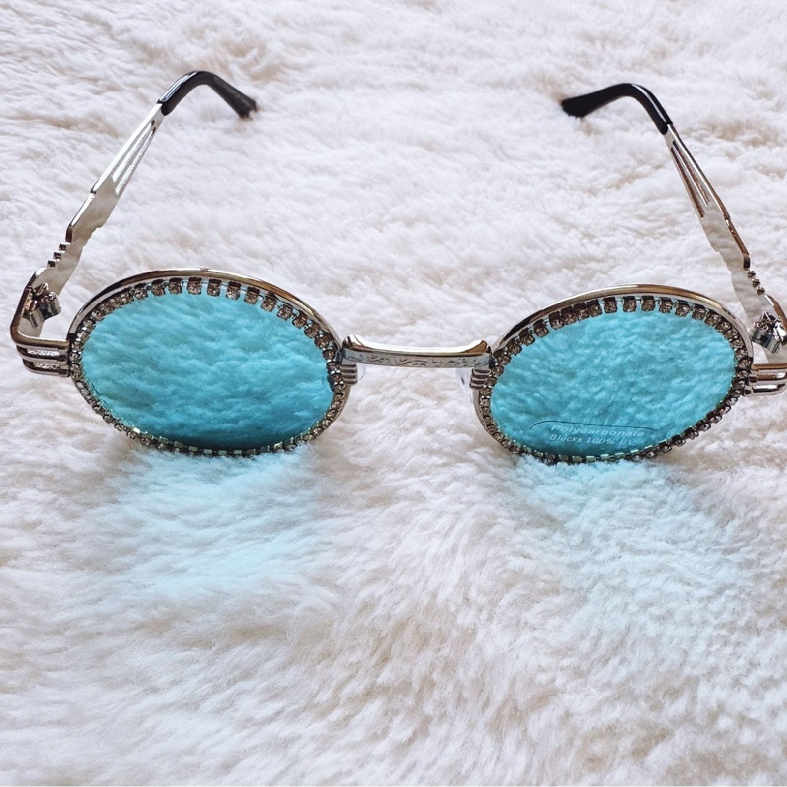 Other Kate Clear Blue Round Sunglasses Size ONE SIZE - 5 Thumbnail