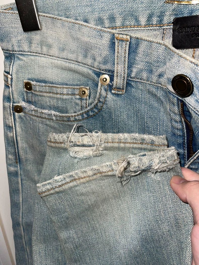 Saint Laurent Paris saint Laurent paris16 FW Genuine Light Blue Knife Cut Jean Size US 27 - 5 Thumbnail