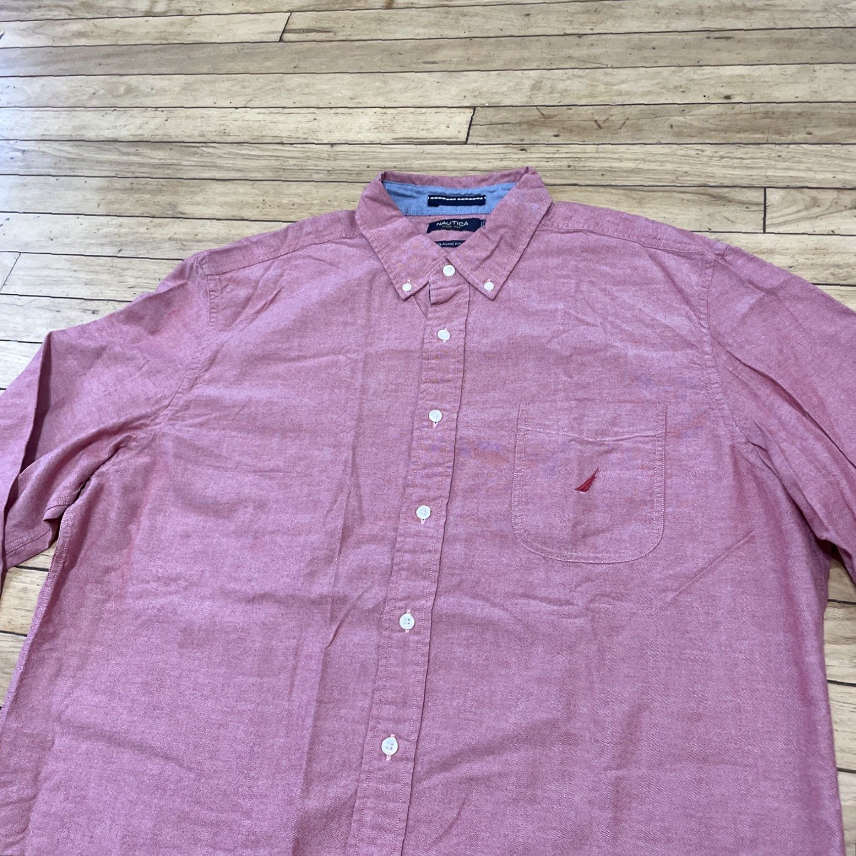 Nautica Nautica Button Shirt Men XL Salmon Pink Classic Fit Preppy Work Casual Button-Up Shirts Size US XL / EU 56 / 4 - 3 Thumbnail