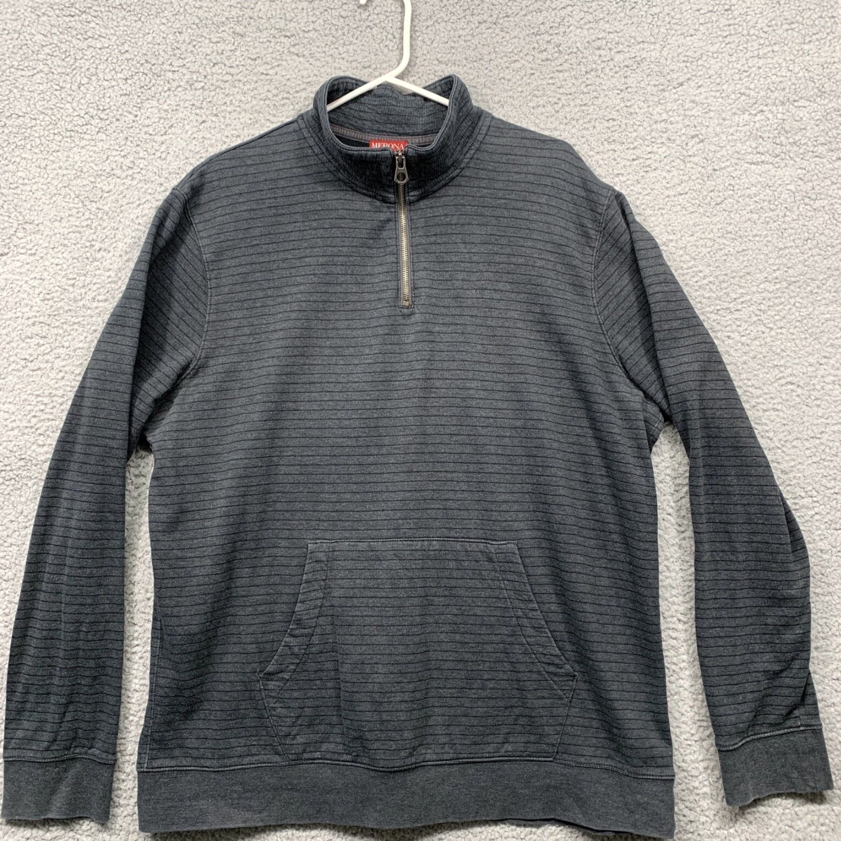 Merona Merona Pullover Shirt Men’s 1/3 Zip XL Gray Black Stripe Kangeroo Pocket Shirt Mens XL Gray Stripe Kangaroo Pocket Merona Size US XL / EU 56 / 4 - 2 Thumbnail