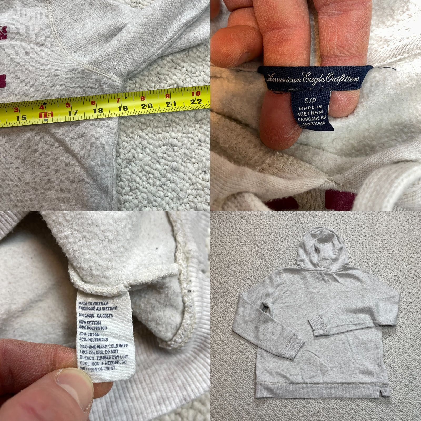 American Eagle Outfitters VINTAGE American Eagle Sweatshirt Hoodie Womens Small Gray Love Logo Hooded Pullover Size S / US 4 / IT 40 - 8 Thumbnail