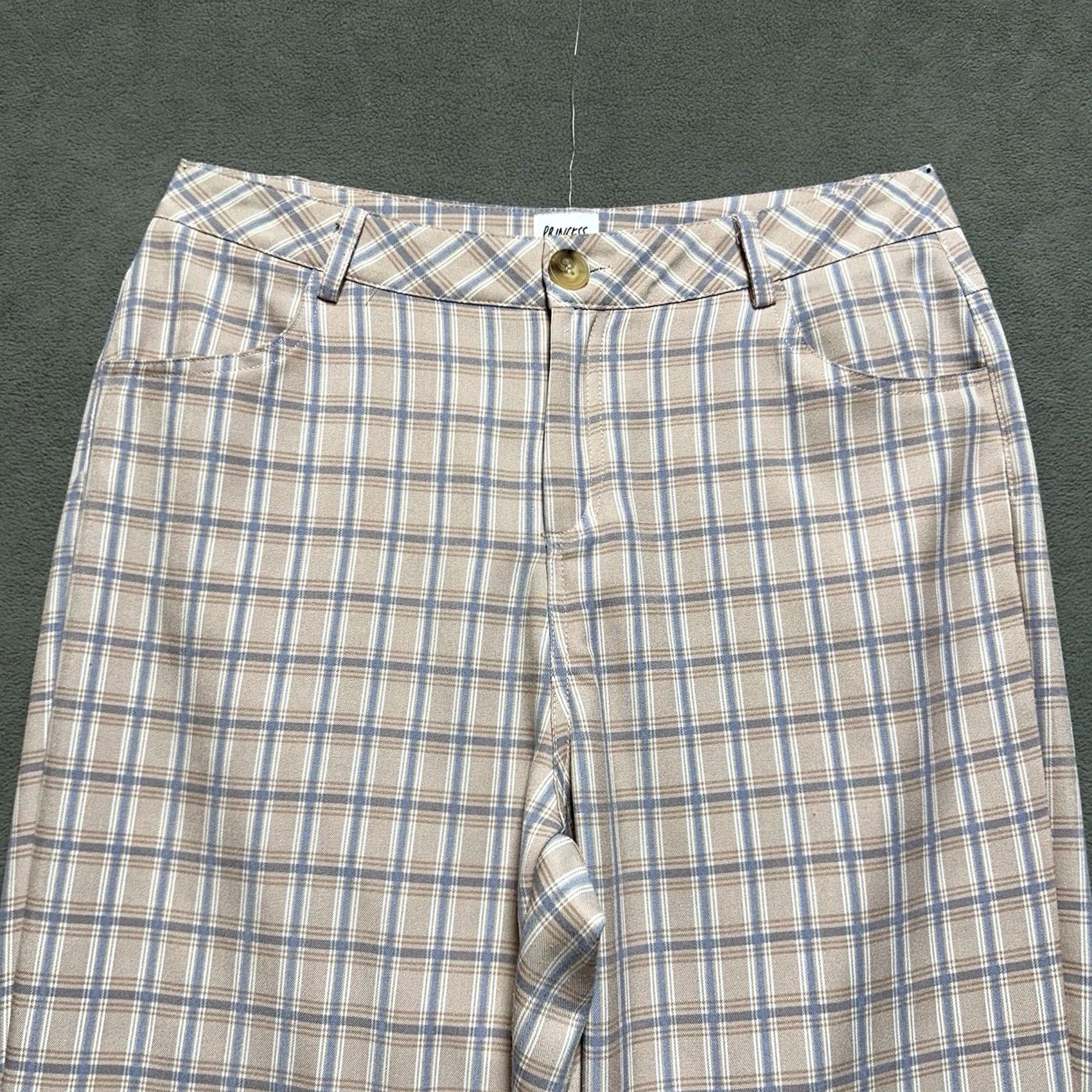 PRINCESS POLLY Princess Polly Pants Womens Size 10 Pink Plaid Flare Bootcut Wide Leg Stretch Trouser Size 32" / US 10 / IT 46 - 3 Thumbnail
