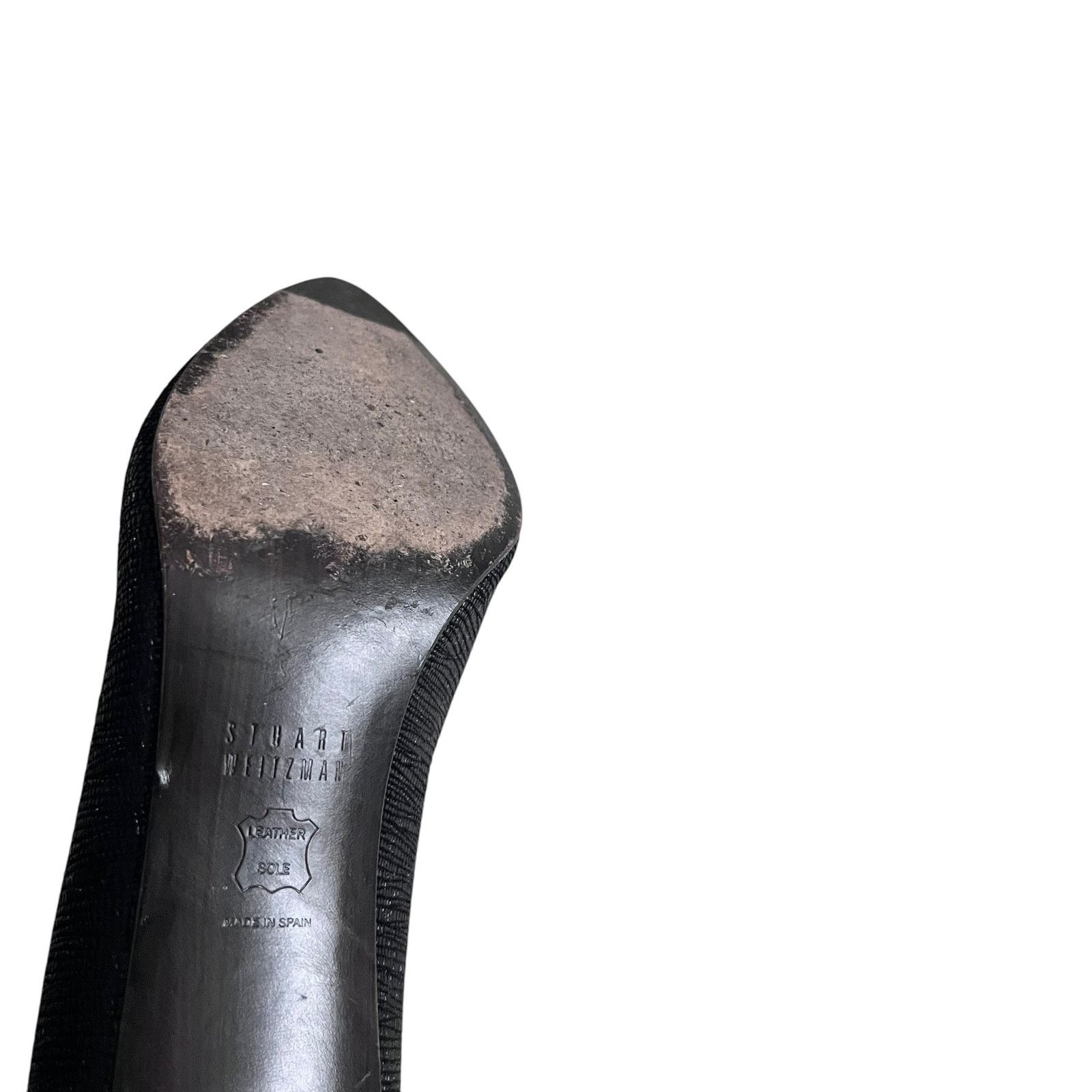 Stuart Weitzman Stuart Weitzman Black Curvia Textured Pointed Toe Pumps Size US 7.5 / IT 37.5 - 7 Thumbnail