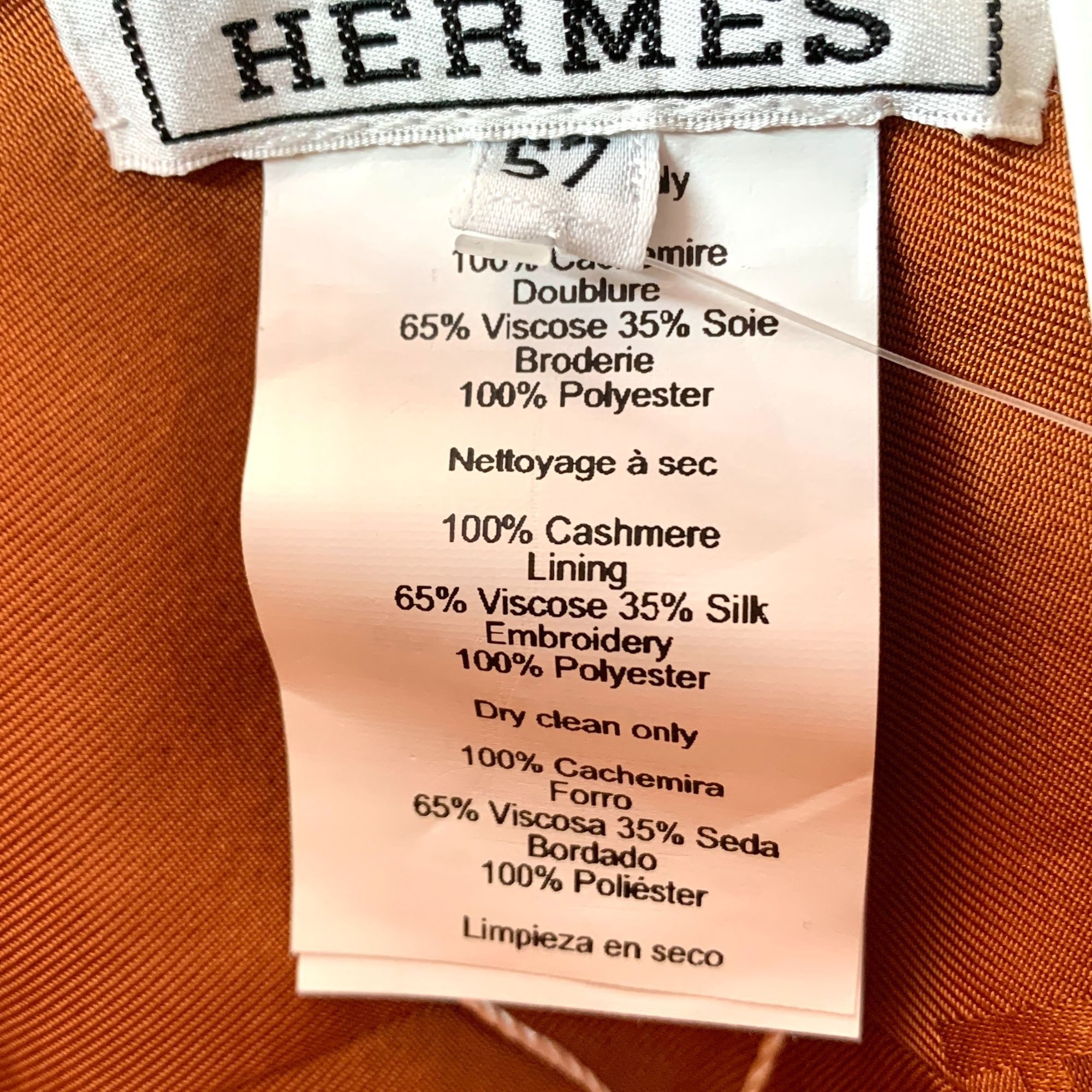 Hermes Hermès Brown Cashmere Embroidered Fisherman Hat W/ Silk Lini Size ONE SIZE - 9 Thumbnail
