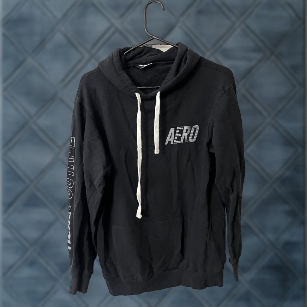 Vintage AERO Aeropostale Hoodie Women's Size L Pullover Sweatshirt Black Logo Hooded Size L / US 10 / IT 46 - 1 Thumbnail