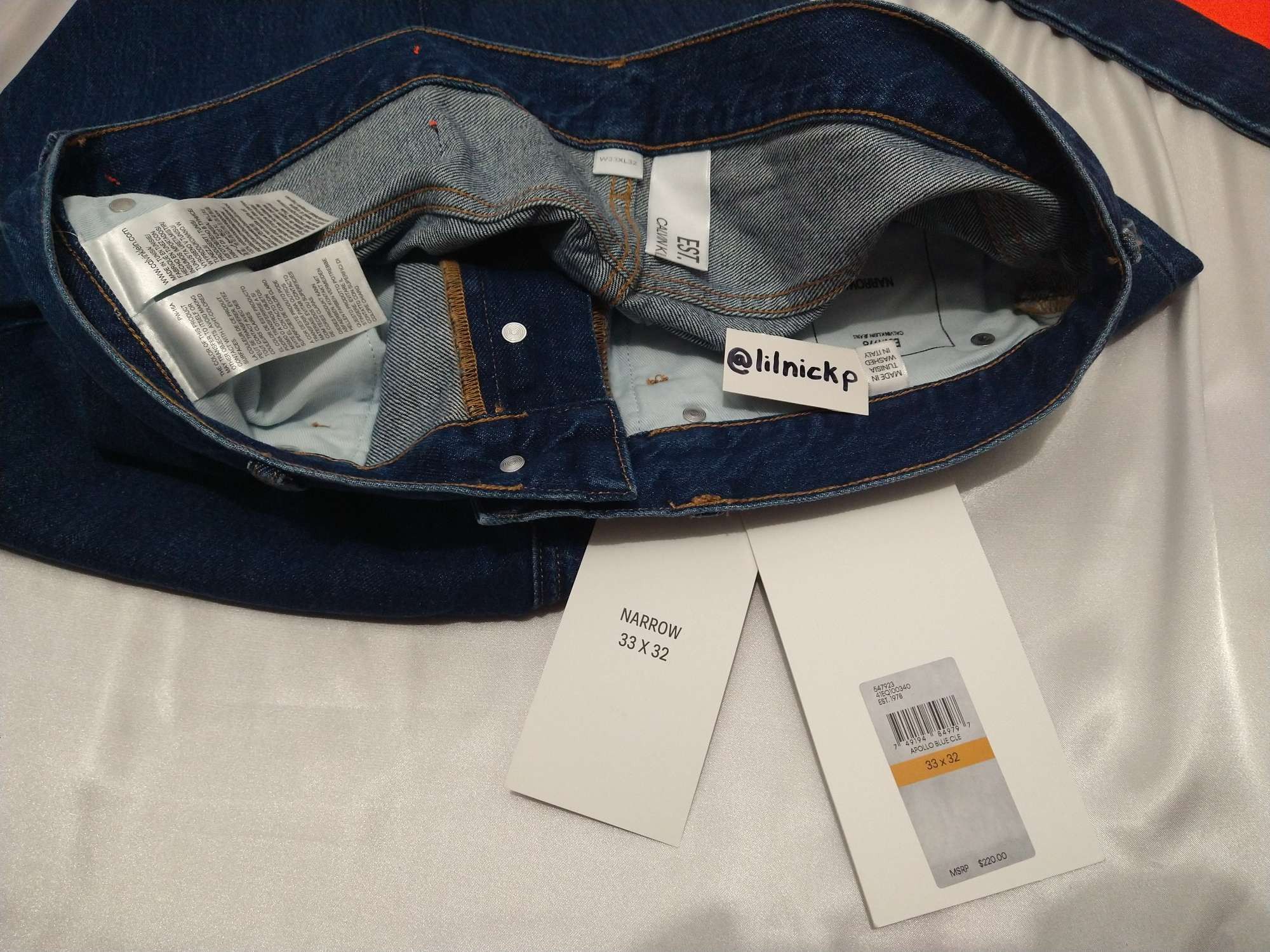 Calvin Klein 205W39NYC EST. 1978 Narrow Leg Apollo Blue Jeans Size US 33 - 3 Thumbnail