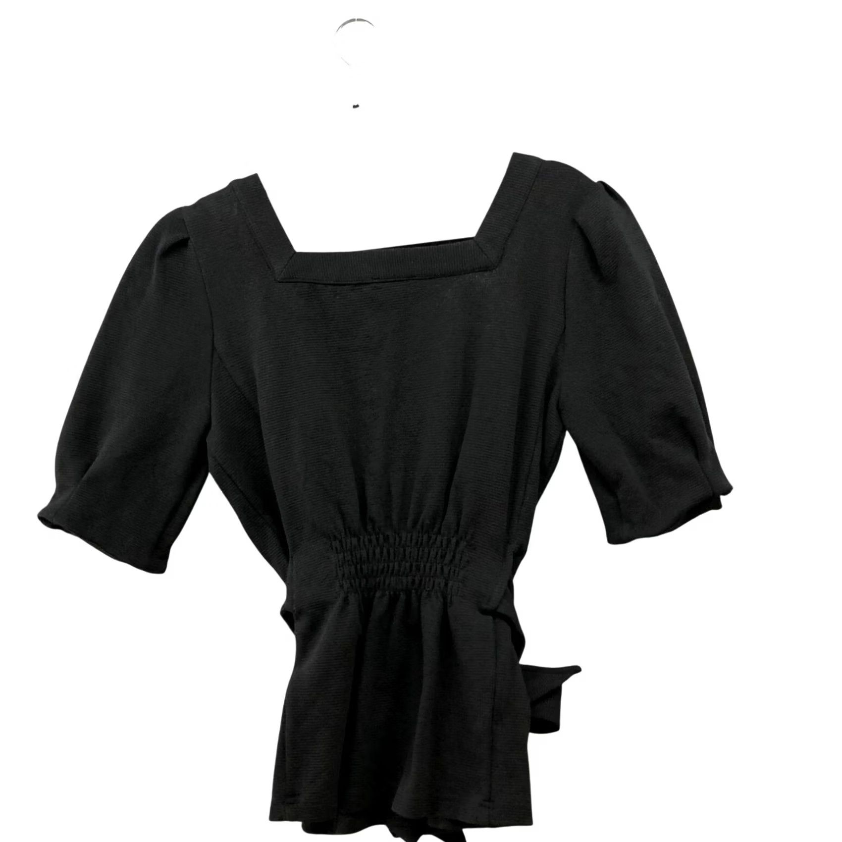 Anthropologie Current Air Square Neck Puff Sleeve Top Womens XS Black Tie Waist Size XS / US 0-2 / IT 36-38 - 2 Thumbnail