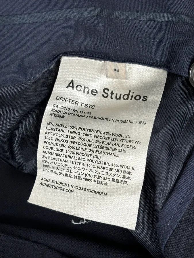 Acne Studios AW2015 Acne Studios Navy Slim Wool Drifter Trousers Size US 30 / EU 46 - 10 Thumbnail