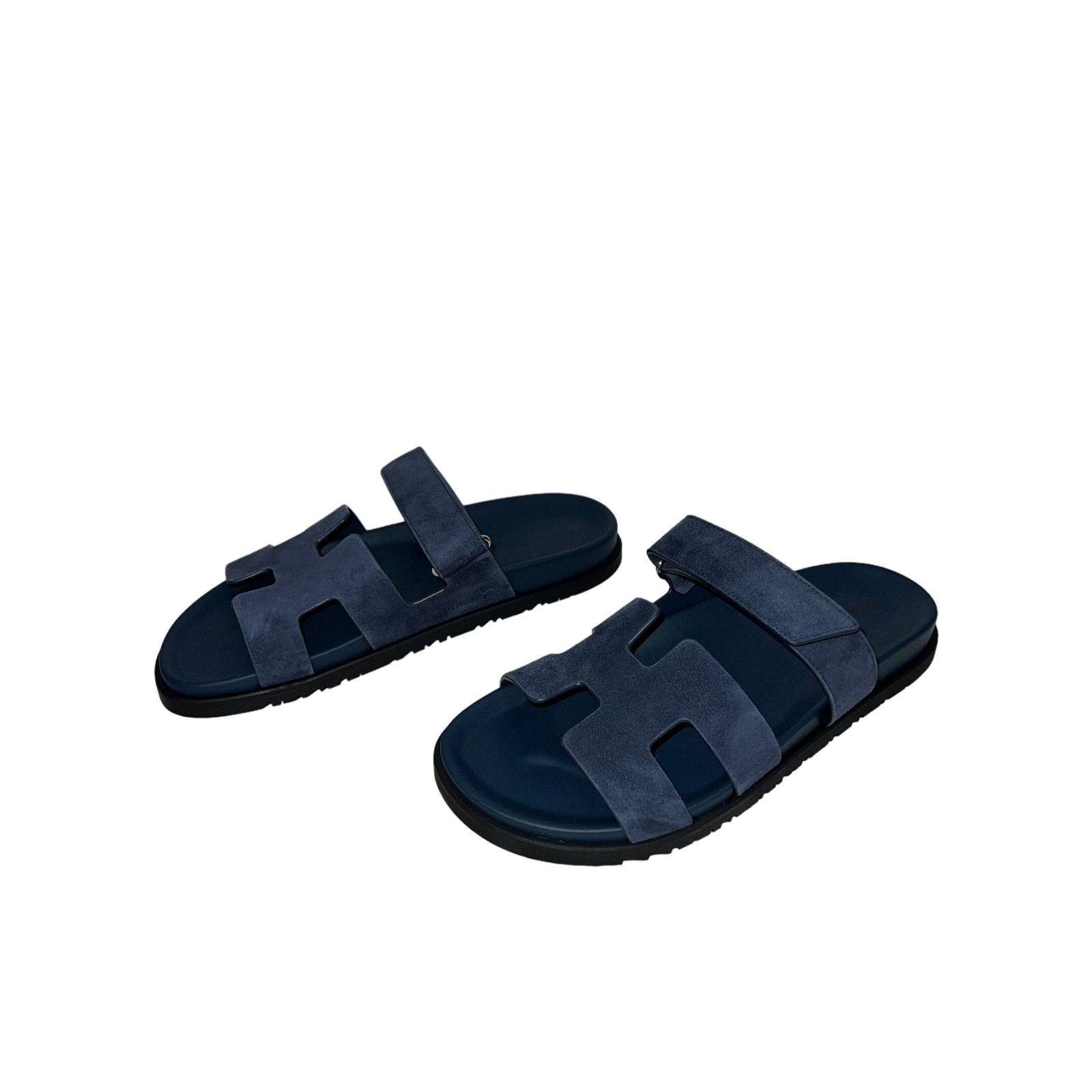 Hermes Hermes Chypre Sandal Blue Celeste Dark Suede Logo Strap Size US 12 / IT 42 - 9 Thumbnail