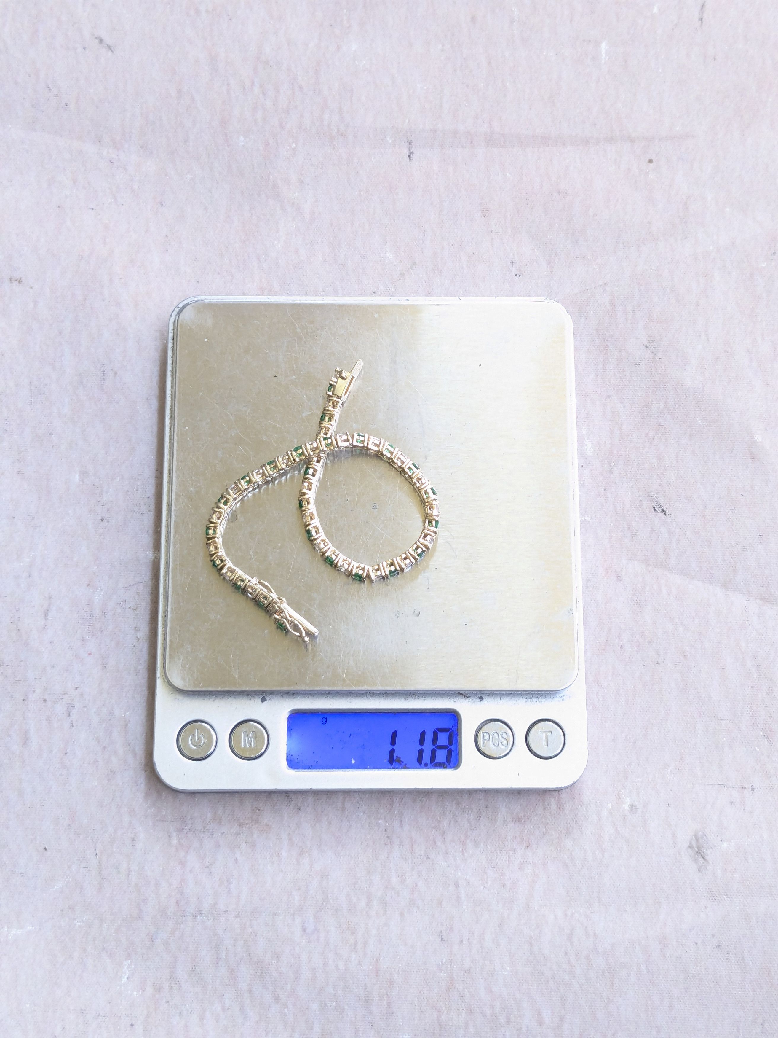 Jewelry Sterling Silver Tennis Bracelet Green Clear CZ Round 7.25 Size ONE SIZE - 12 Thumbnail