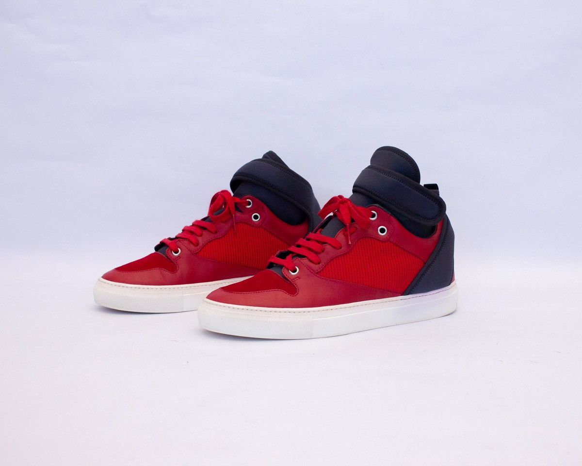 Balenciaga Balenciaga Mens Red Navy Blue Neoprene Strap High Top SZ:6US Size US 6 / EU 39 - 2 Thumbnail