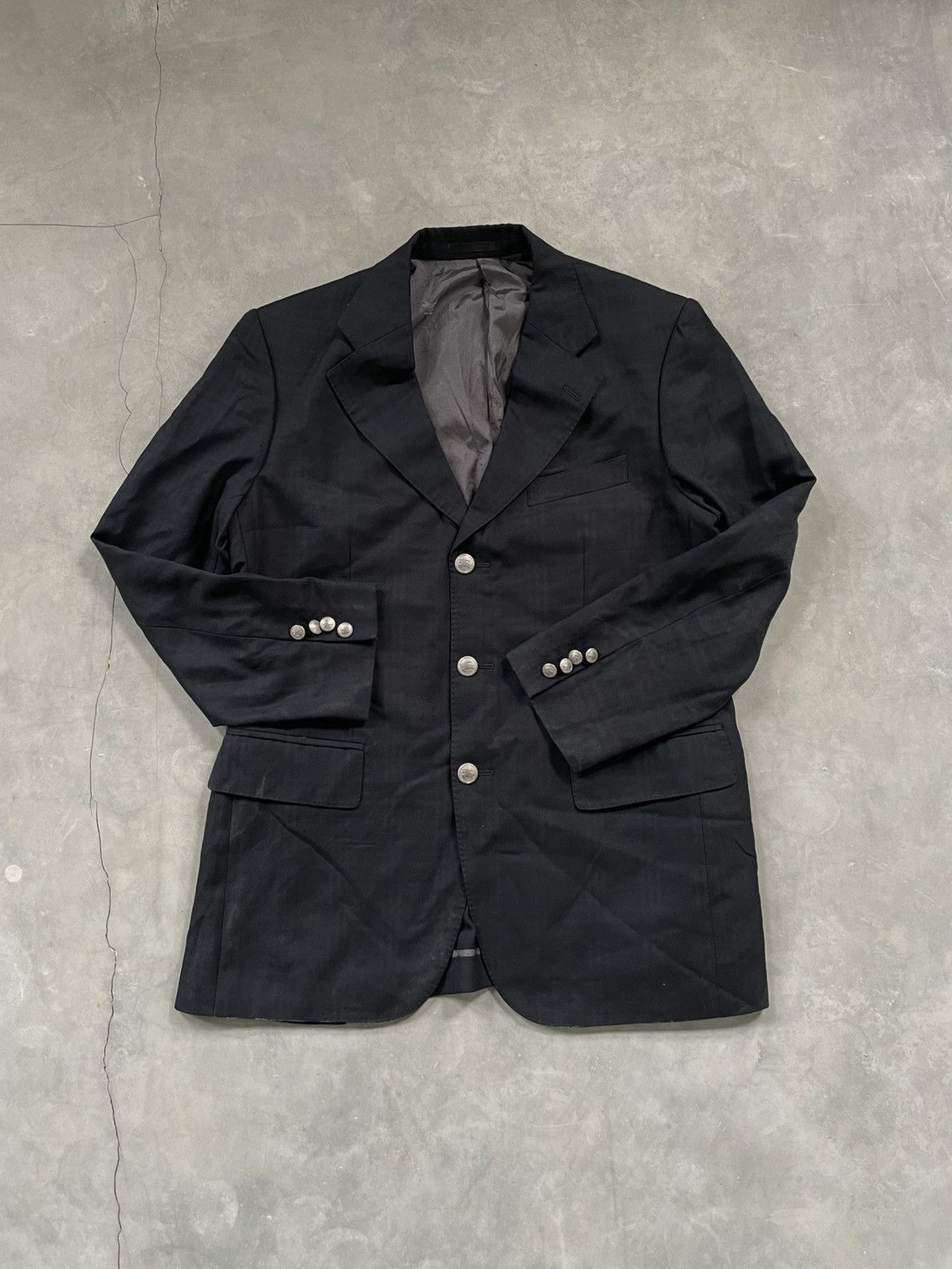 Burberry Vintage Burberry Blazer Check Black Suit Size 44R - 2 Thumbnail