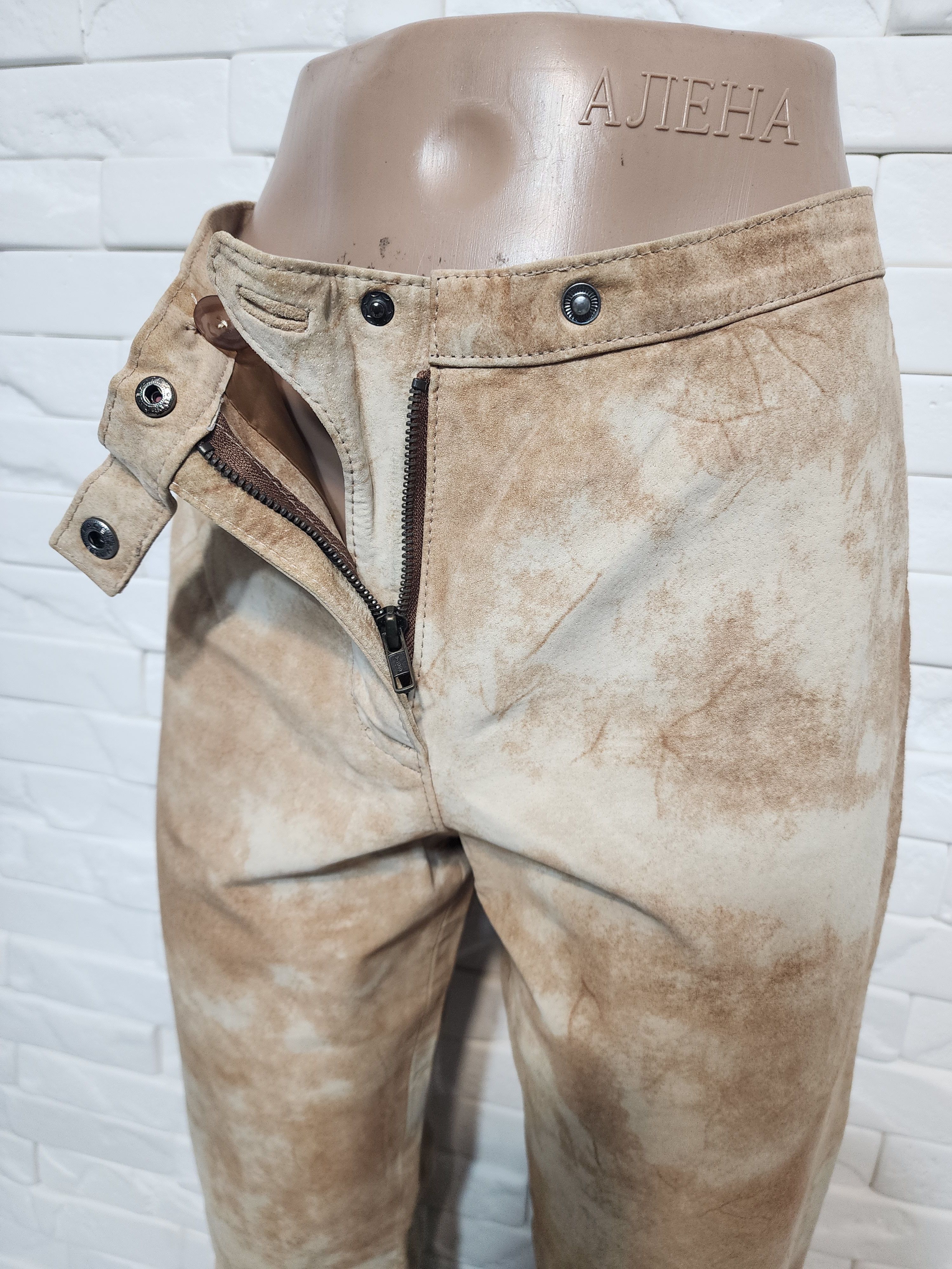 Genuine Leather Brown Suede Leather Pants: Women's Suede Trousers Size 30" / US 8 / IT 44 - 4 Thumbnail