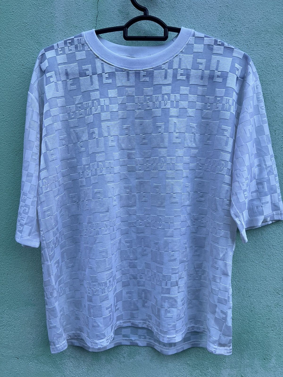Fendi VINTAGE FENDI JEANS Monogram Checkerboard Spellout T-Shirt Size M / US 6-8 / IT 42-44 - 5 Thumbnail