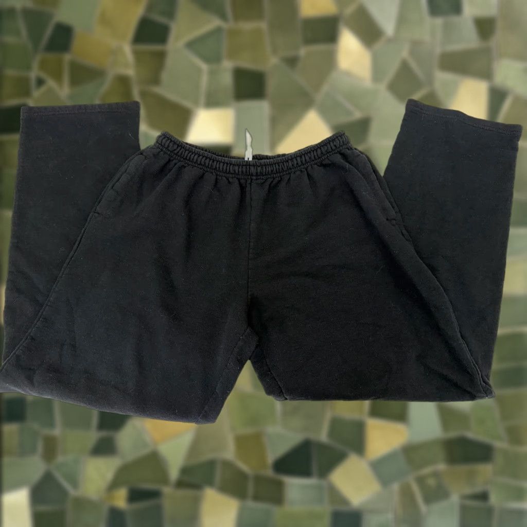 Vintage Unbranded Sweatpants Black Large Regular Elastic Waist Pull On Wide-Leg 90s Women Pants Set Size 36" / US 14 / IT 50 - 1 Thumbnail