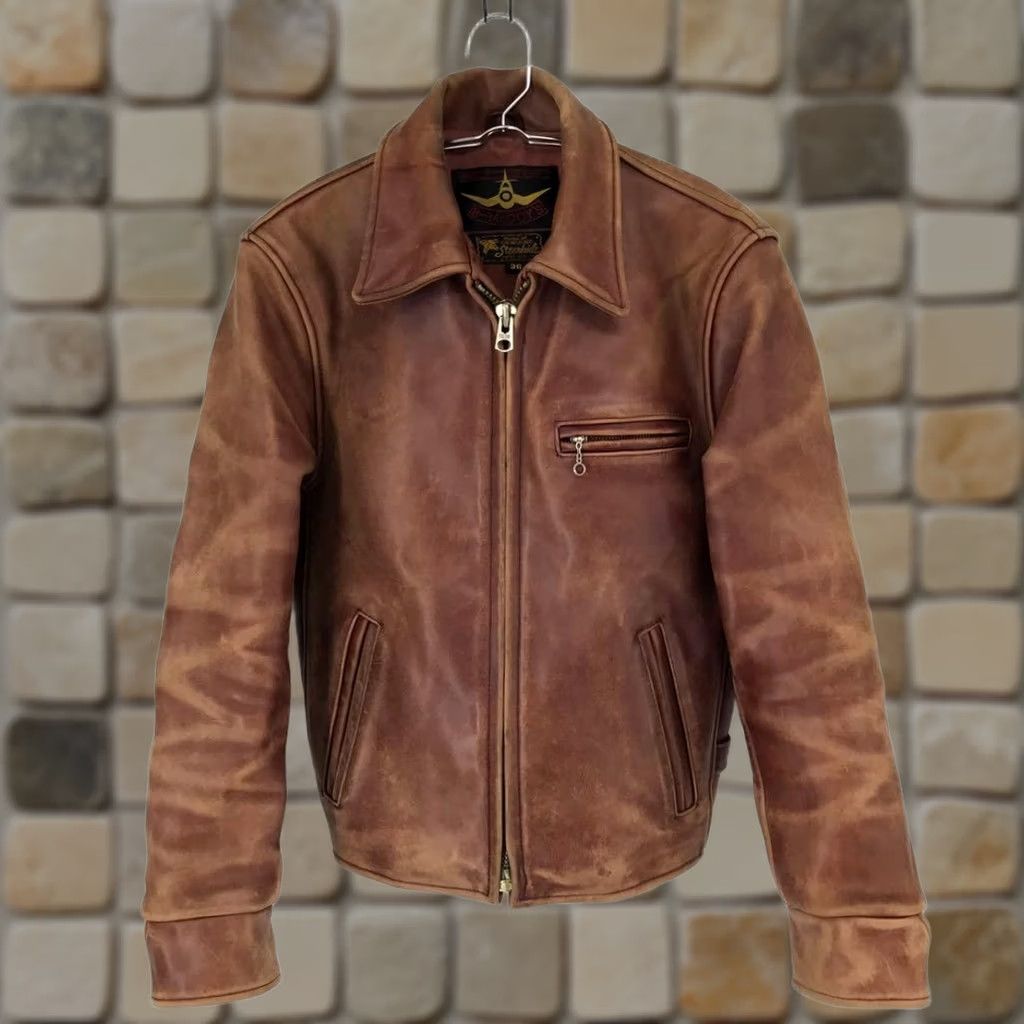 Vintage VINTAGE REAL McCOY’S B McCOY’S Steerhide Leather Jacket Shirt 36 Mens Brown 90s Size US XXS / EU 40 - 1 Thumbnail