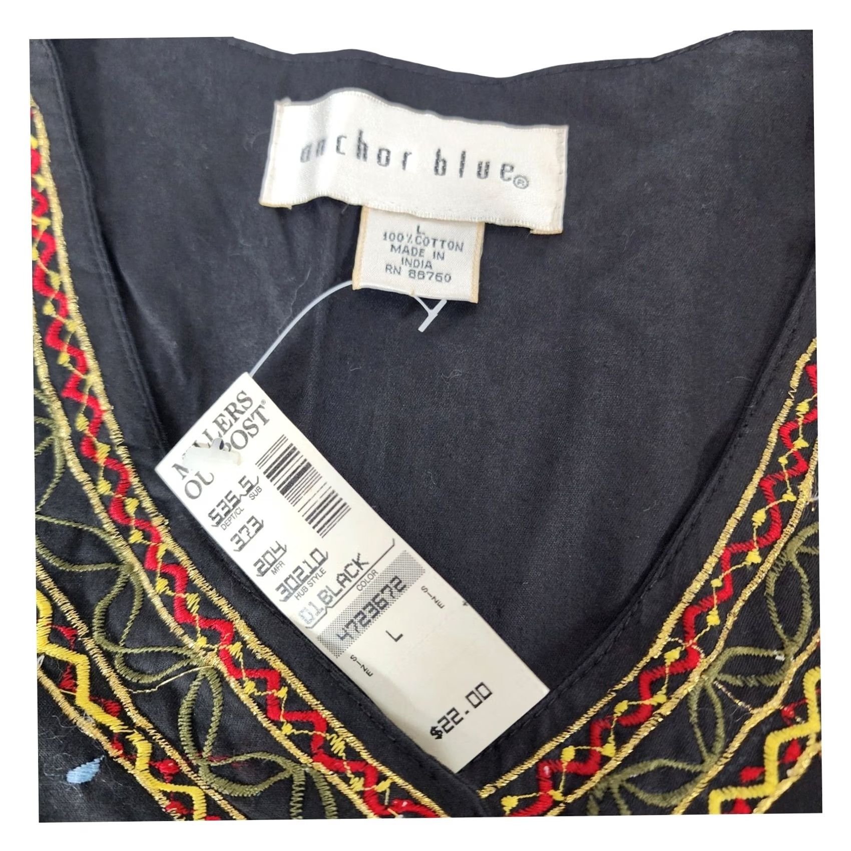 Anchor Blue VINTAGE Anchor Blue Embroidered Cotton Vest Black Paisley Boho Womens Large NWT Size L / US 10 / IT 46 - 5 Thumbnail