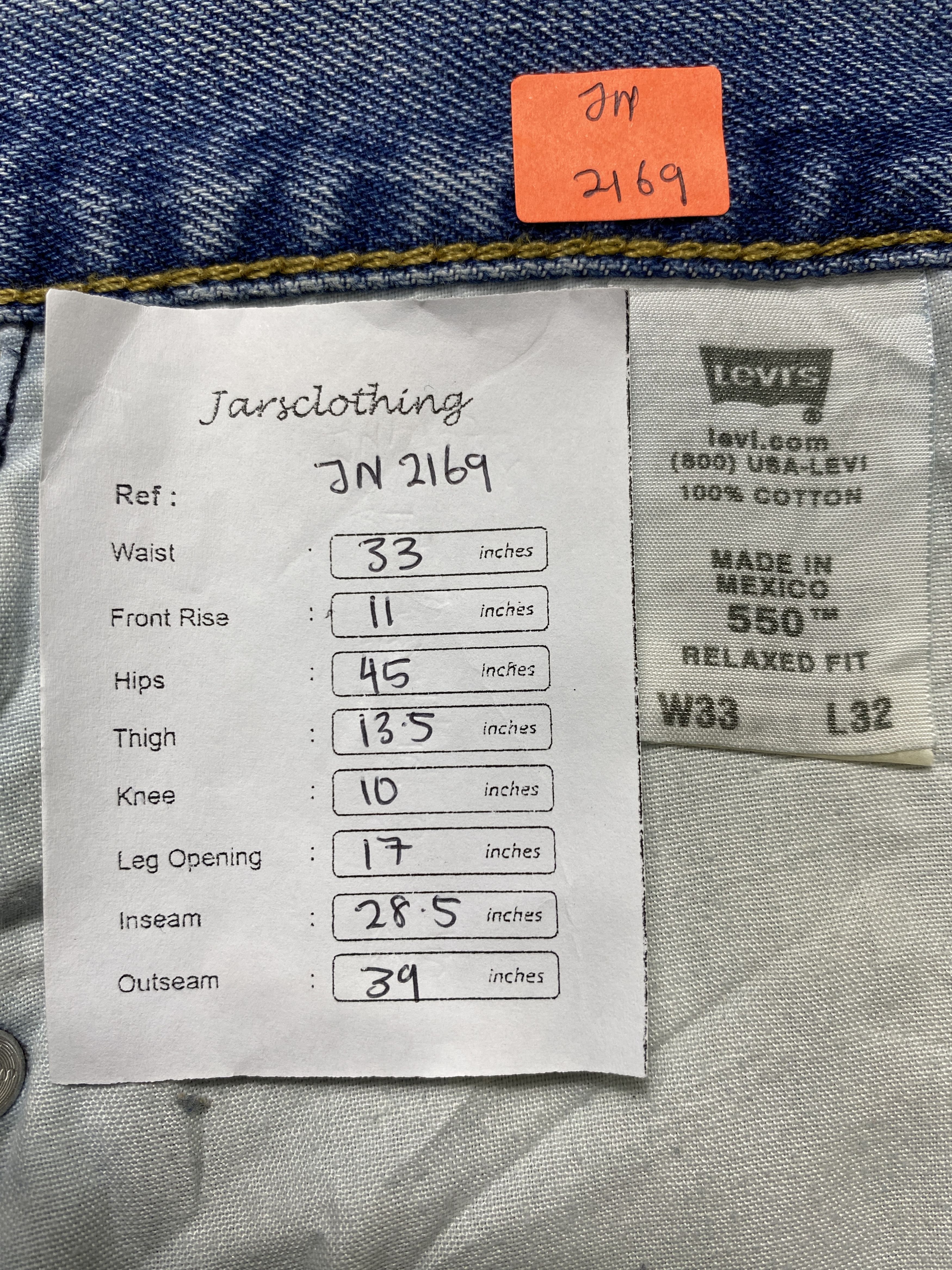 Levi's Blue Wash Vintage Levi's 550 Jeans 33x28.5 Denim -JN2169 Size US 33 - 8 Thumbnail