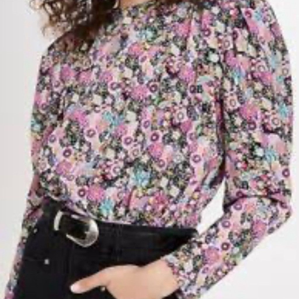 Isabel Marant Isabel Marant Pink and Green Puff Sleeve Ruffled Blouse Size M / US 6-8 / IT 42-44 - 1 Thumbnail
