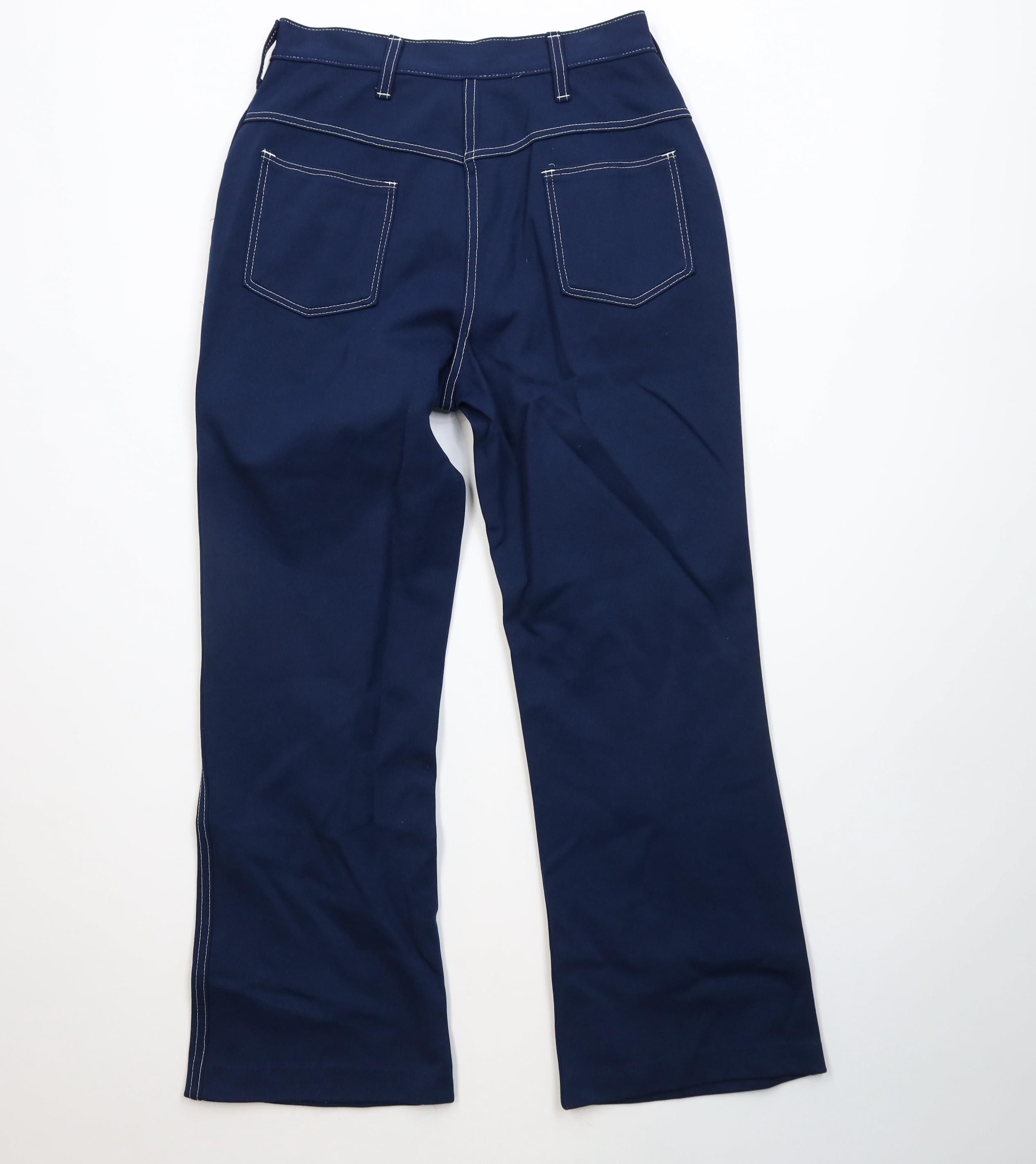 Vintage Vintage 70s Streetwear Flared Wide Leg Chino Pants Blue USA Size 26" / US 2 / IT 38 - 7 Thumbnail