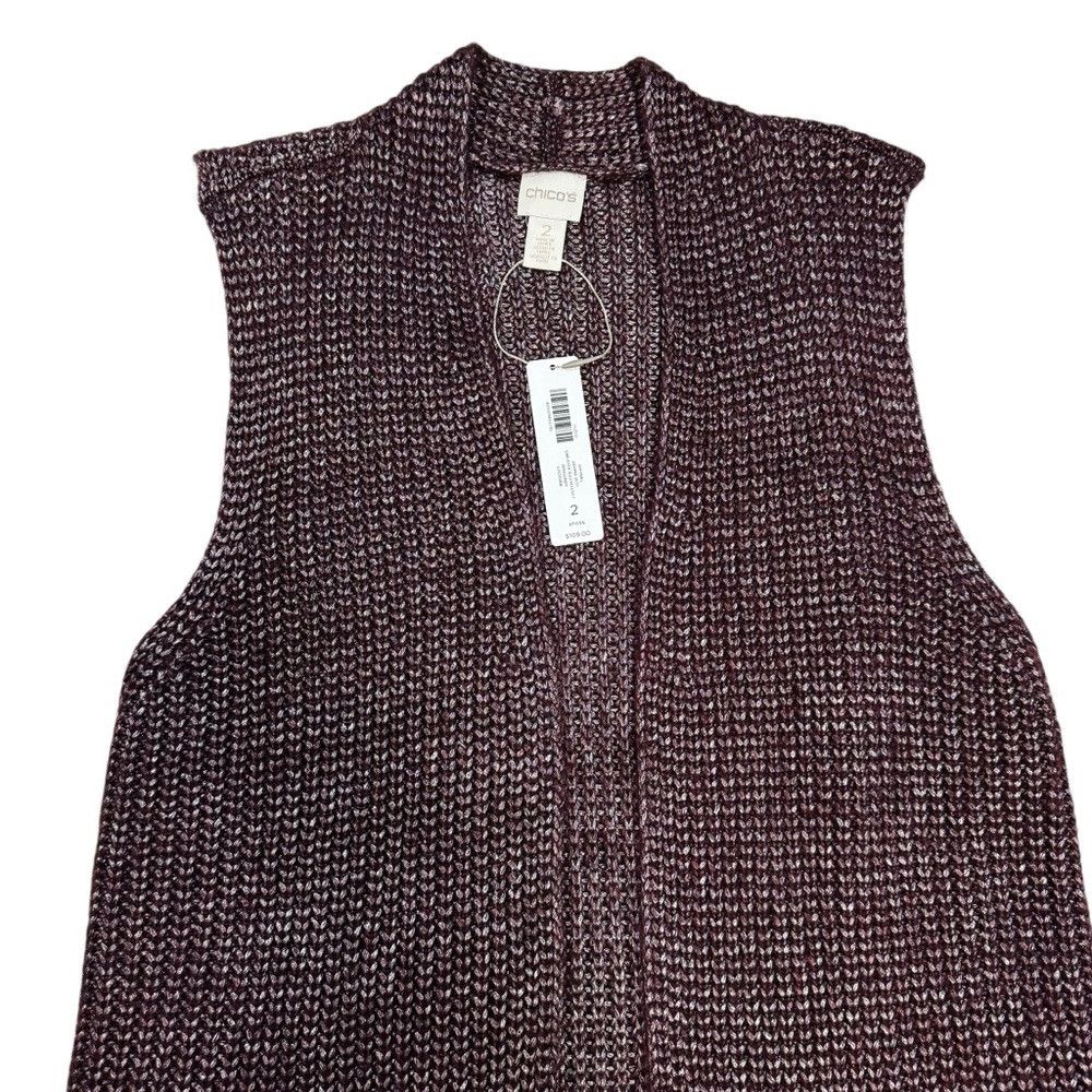 Chicos NWT New $109 Chico's Drama Burgundy Vest Size 2 US L Size L / US 10 / IT 46 - 9 Thumbnail