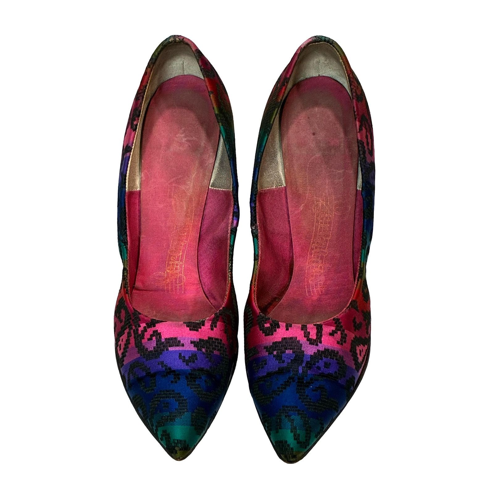 Vintage Vintage 50s Silk Pumps Jewel Tone Pinup Mid Century Shoes 6 Size US 6 / IT 36 - 10 Thumbnail