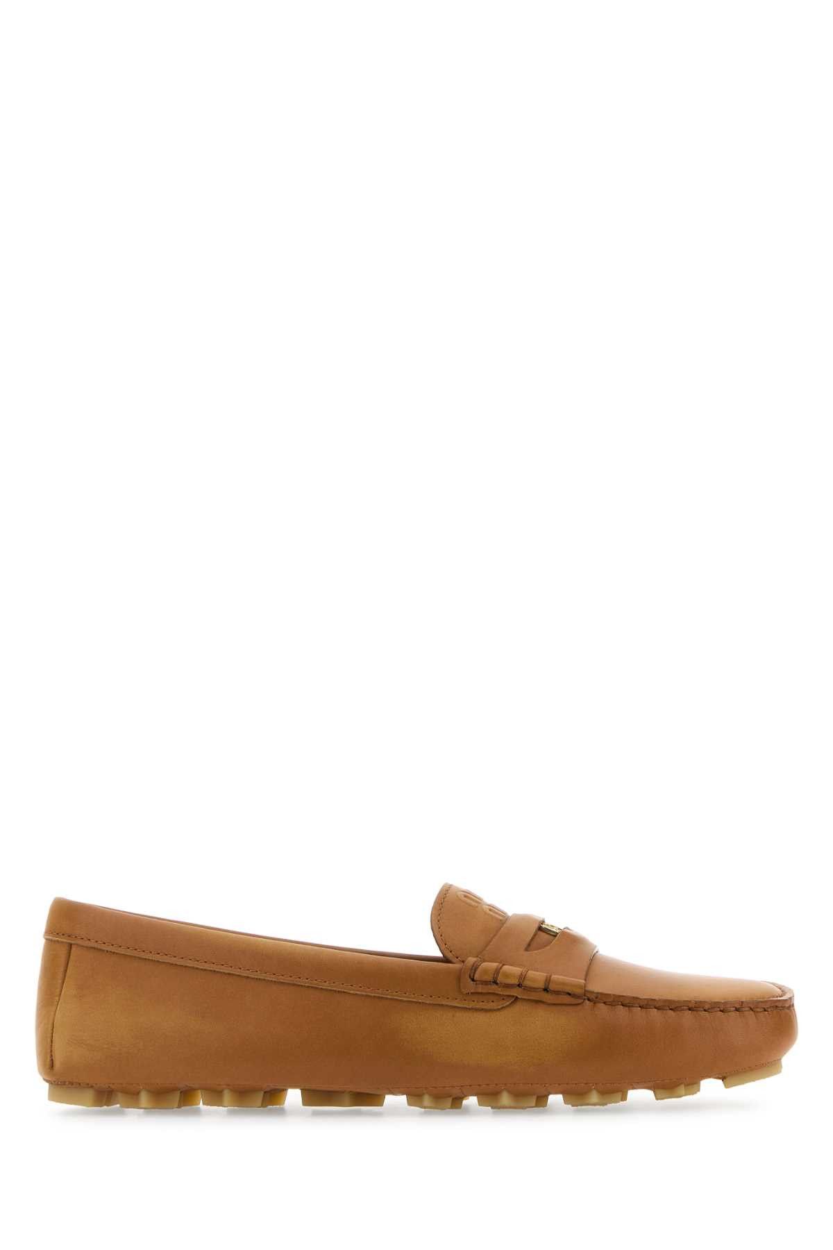 image of Miu Miu Camel Leather Loafers, Women's (Size 10)