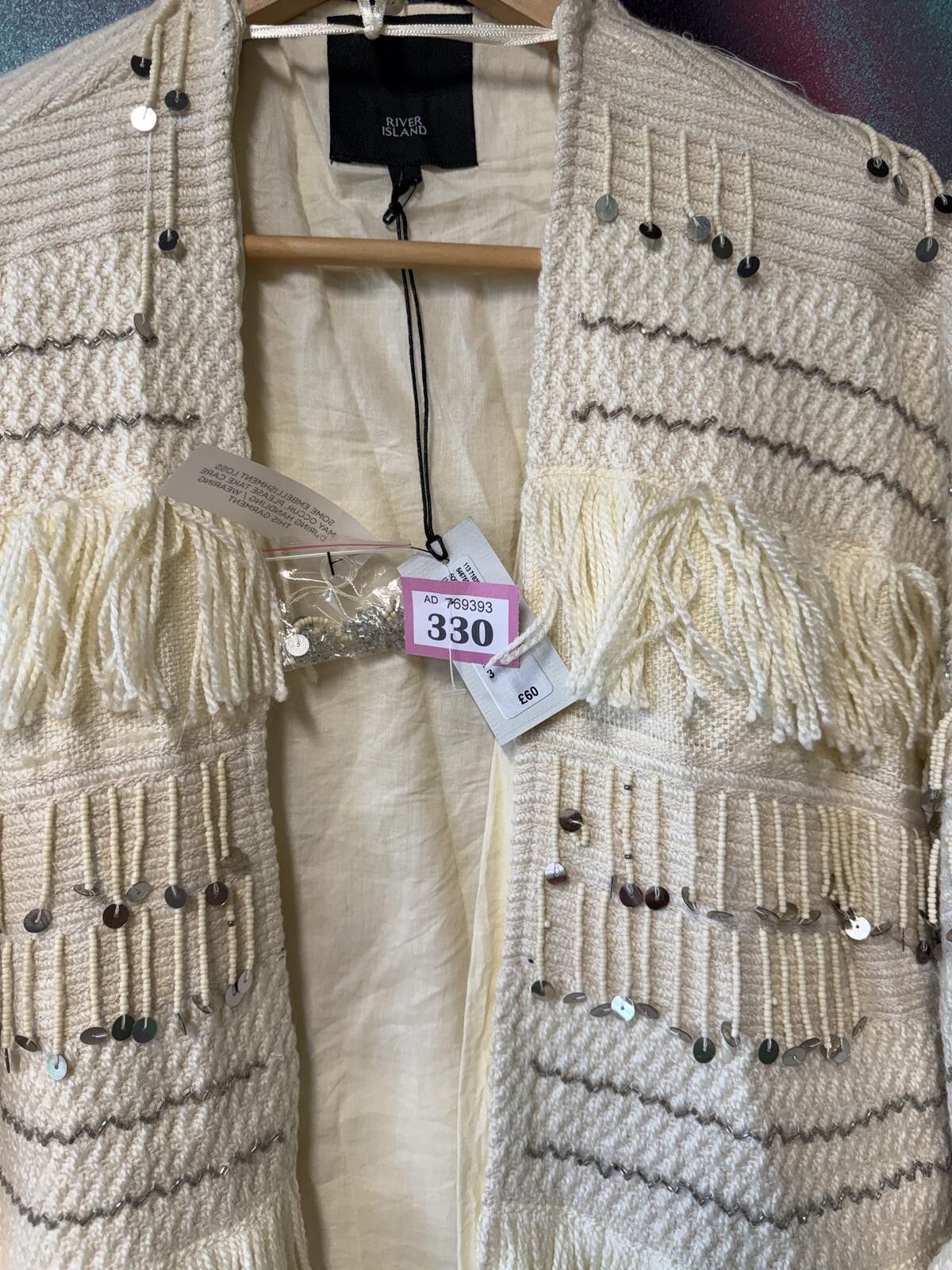River Island River island cream sequin cardigan size M Size ONE SIZE - 1 Thumbnail