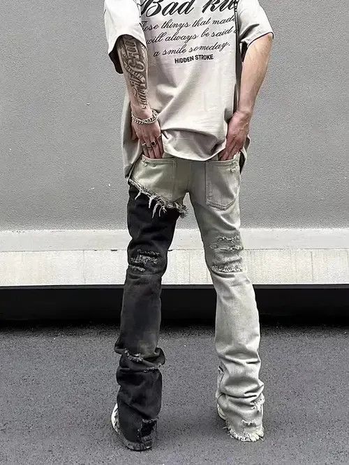 Japanese Brand VIBE Vintage washed black and white patchwork jeans Size US 32 / EU 48 - 7 Thumbnail