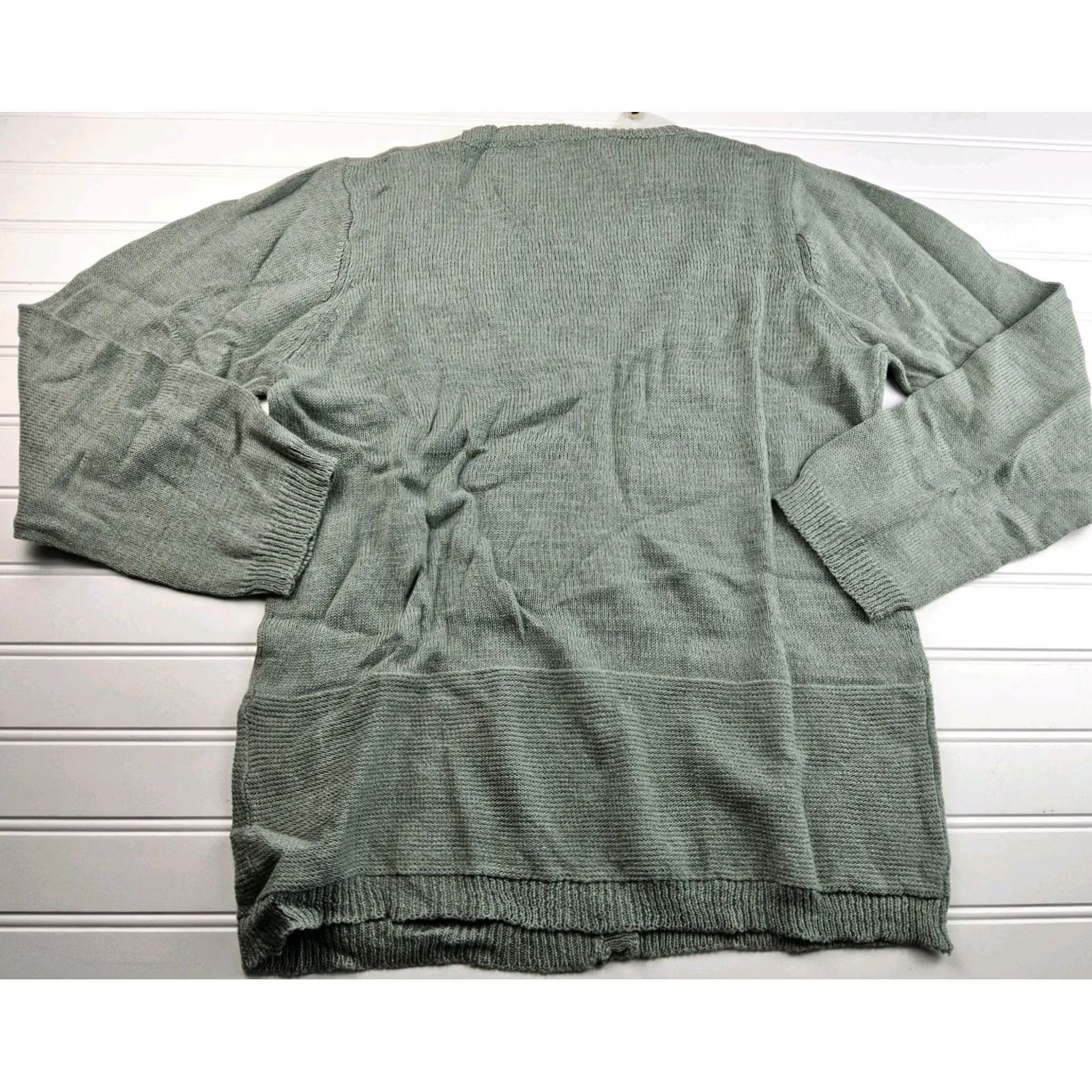 Vintage Samantha Moss SM2 Linen Blend Knit Cardigan Sweater Size M Green Womens Regular Size M Size M / US 6-8 / IT 42-44 - 3 Thumbnail
