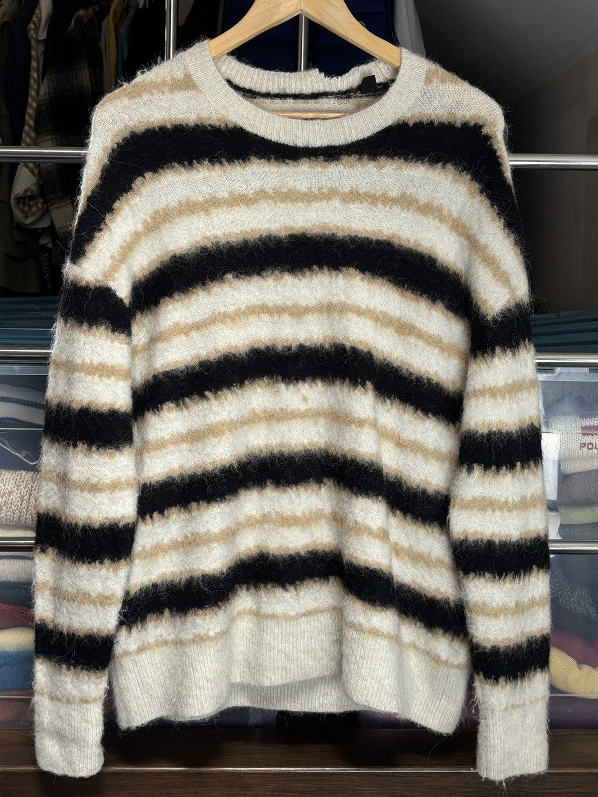 Allsaints AllSaints Striped Wool Alpaca Oversized Sweater Marni Vibe Size US S / EU 44-46 / 1 - 1 Thumbnail