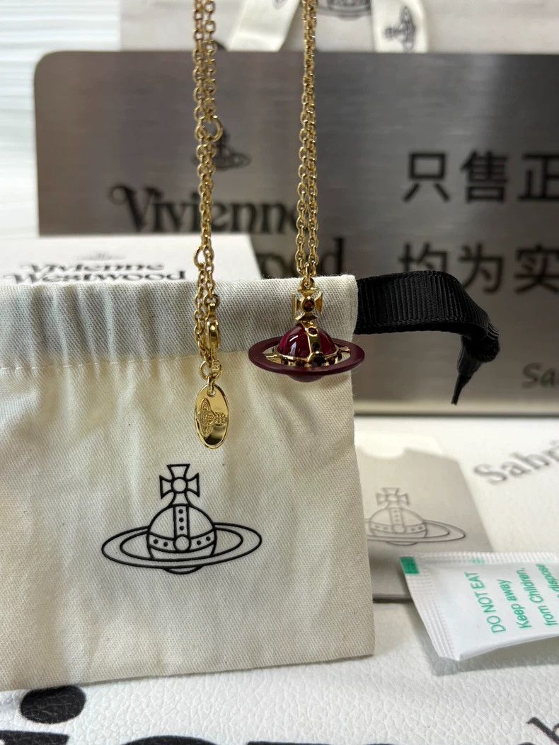 Vivienne Westwood Vivienne Westwood Orb-Medium Size Necklace with Wine Red/C Size ONE SIZE - 5 Thumbnail
