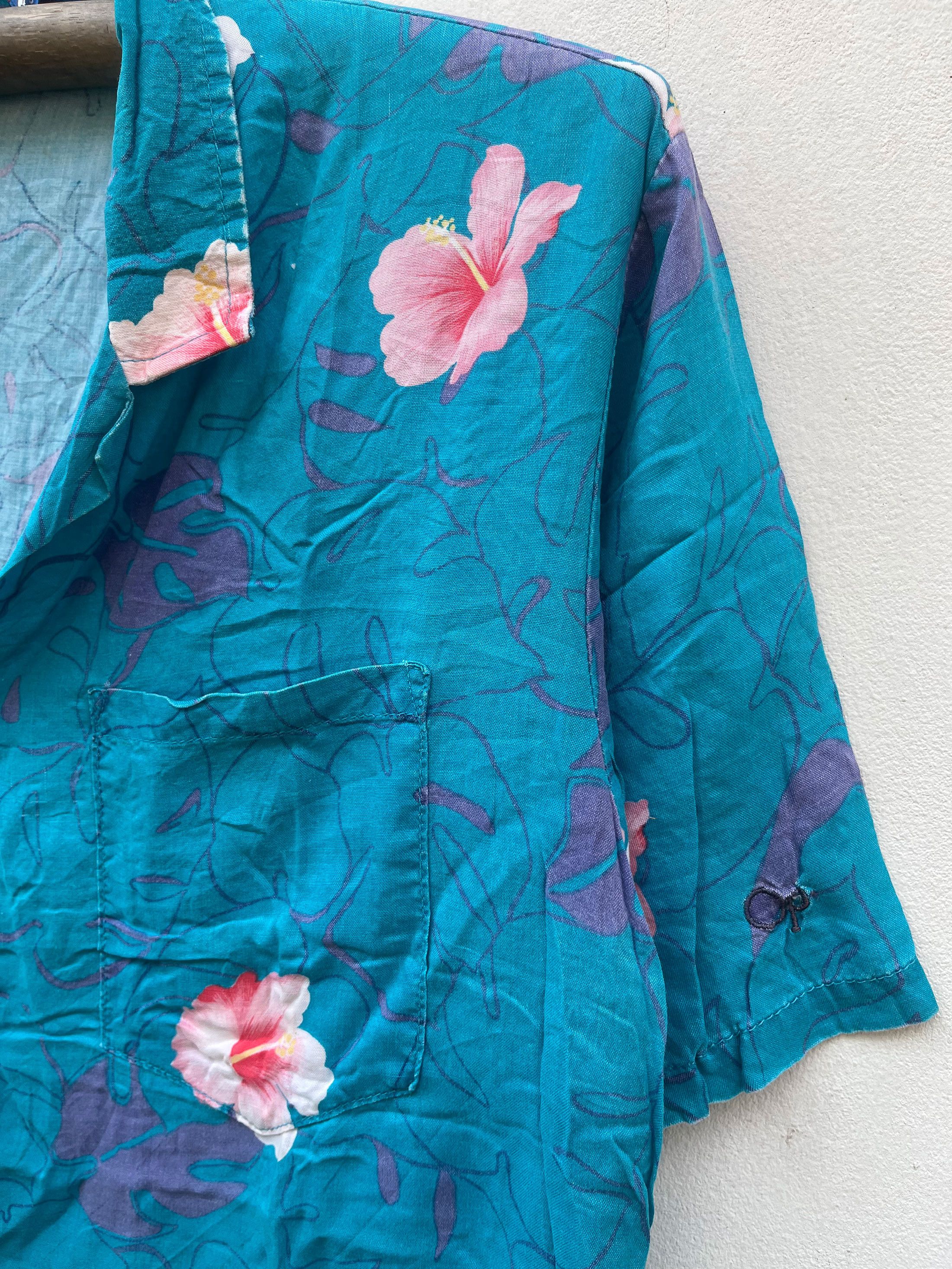 Ocean Pacific Vintage OP Open Collared Camp Hawaii Hawaiian Aloha 80s Size US M / EU 48-50 / 2 - 2 Thumbnail