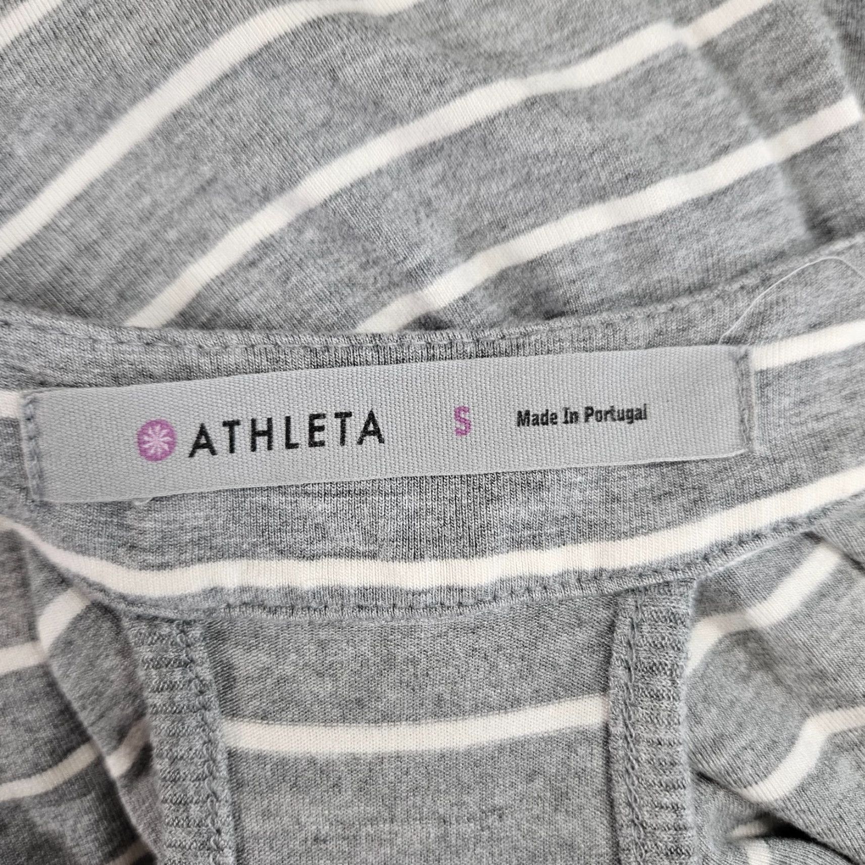 Athleta Athleta Womens Tank Dress Sz S Gray White Stripe Ruched Racerback Midi Dress Sleeveless Casual Size S / US 4 / IT 40 - 5 Thumbnail