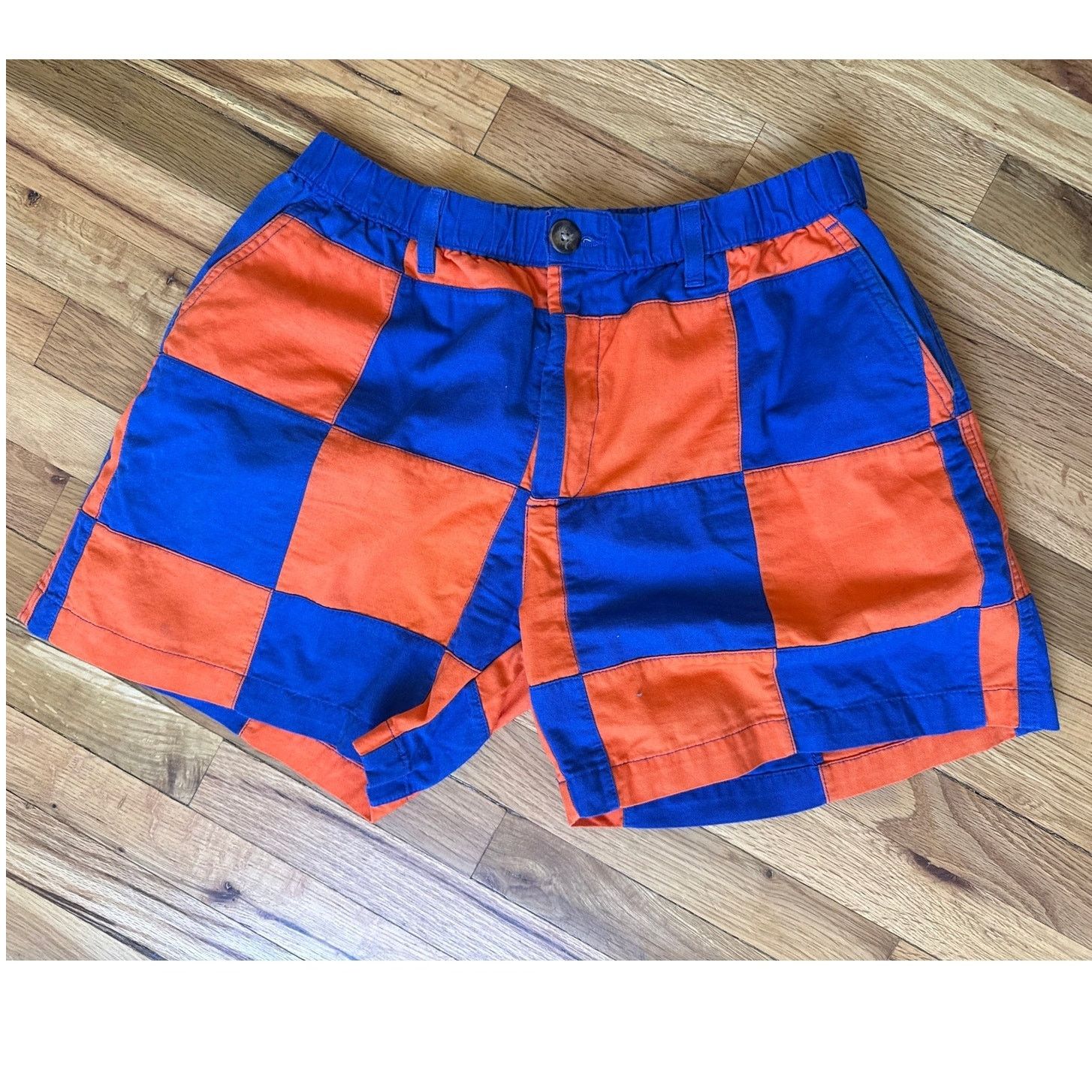 Chubbies Chubbies Checkerboard Cotton Shorts in Blue and Orange Size US 31 - 1 Thumbnail