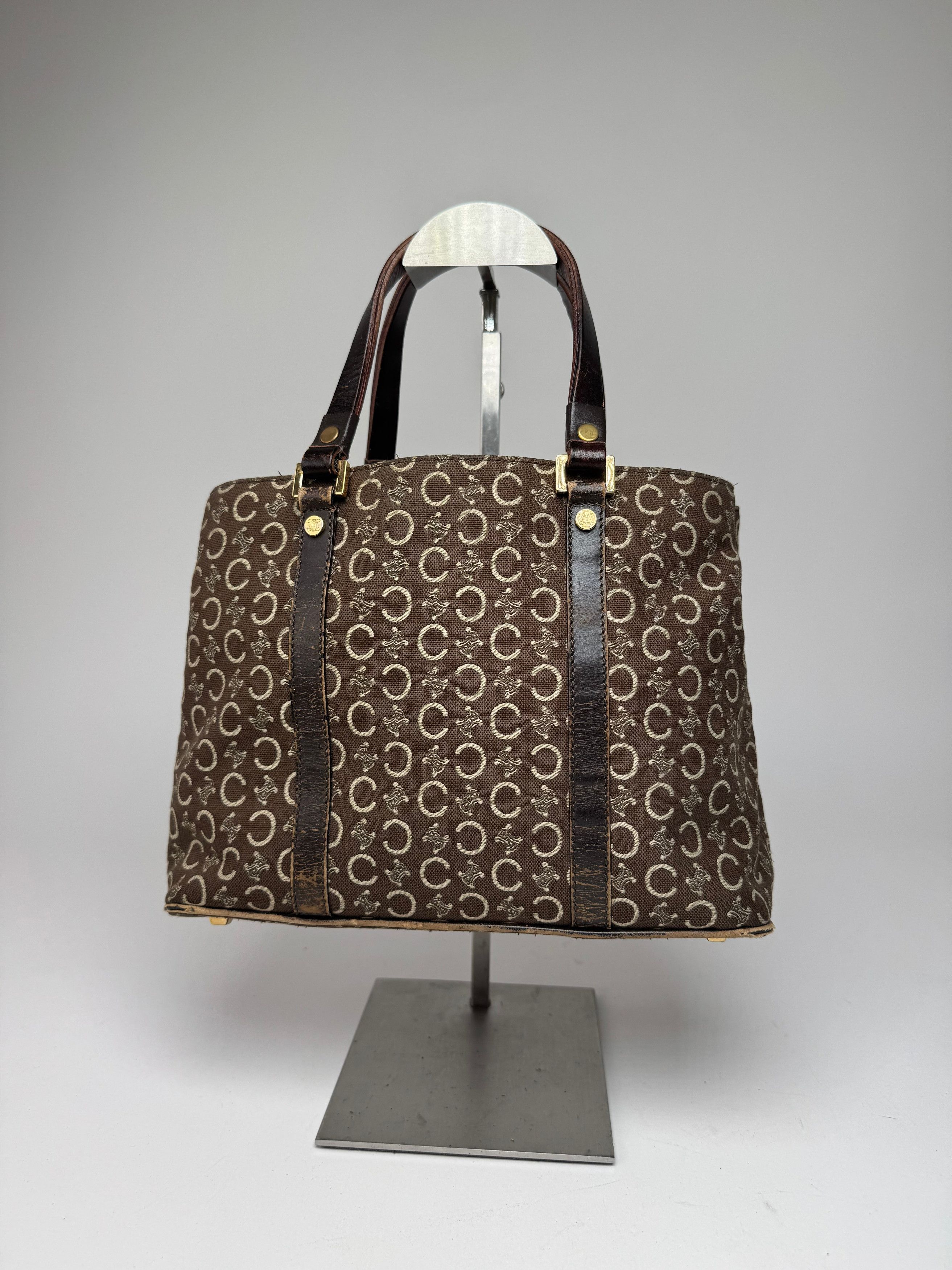 Celine Vintage Paris Monogram Handbag Brown Beige Size ONE SIZE - 1 Thumbnail