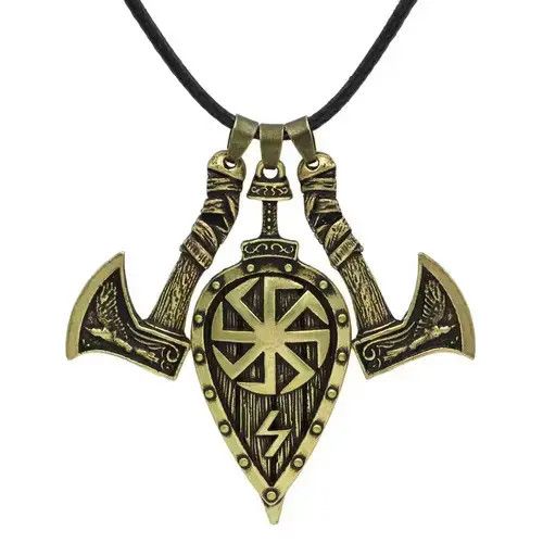 Other Vintage Viking Warrior Shield Axe Pendant Necklace Size ONE SIZE - 2 Thumbnail