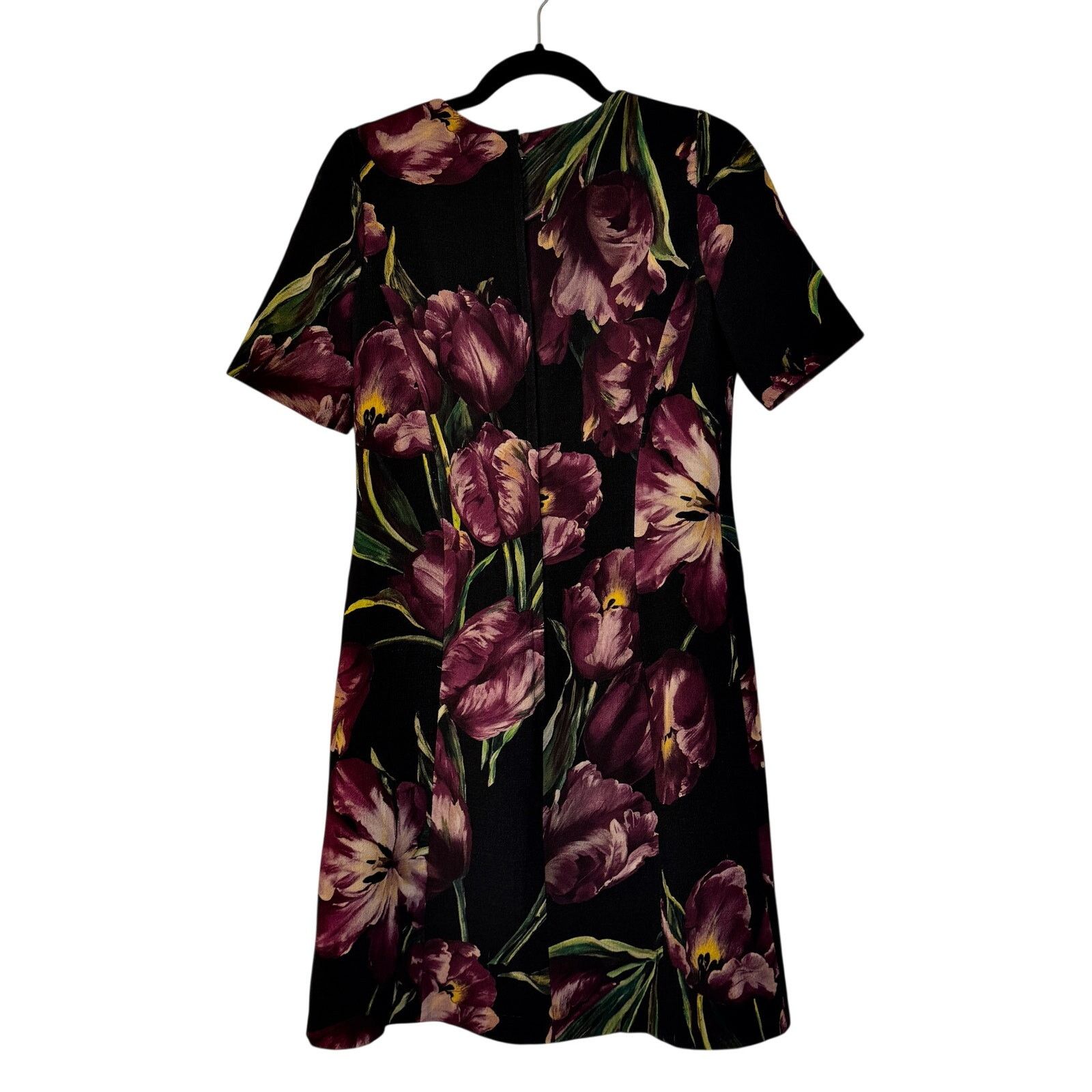 Dolce & Gabbana Dolce & Gabbana Black Tulip Print Silk Mini Dress Size XL / US 12-14 / IT 48-50 - 2 Thumbnail