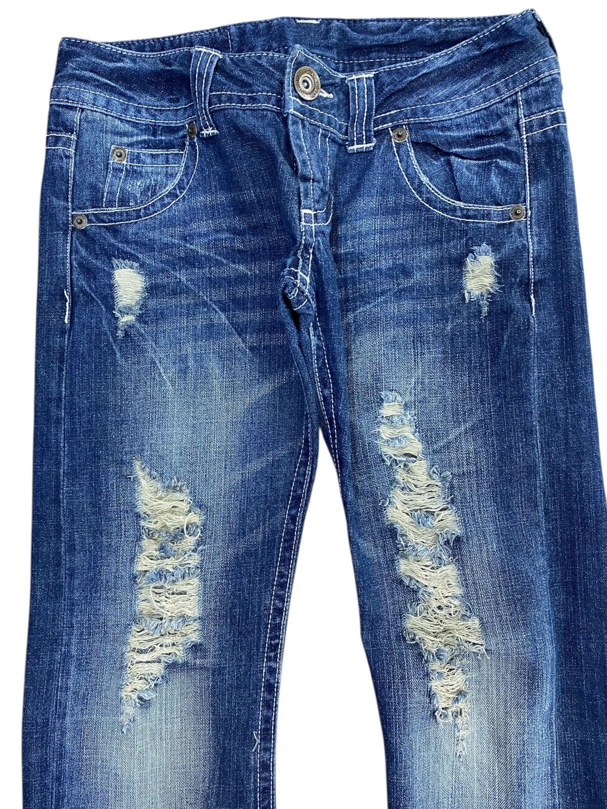 Japanese Brand Japanese Brand Faded Wash Ripped Style Flare Jeans Size US 30 / EU 46 - 2 Thumbnail
