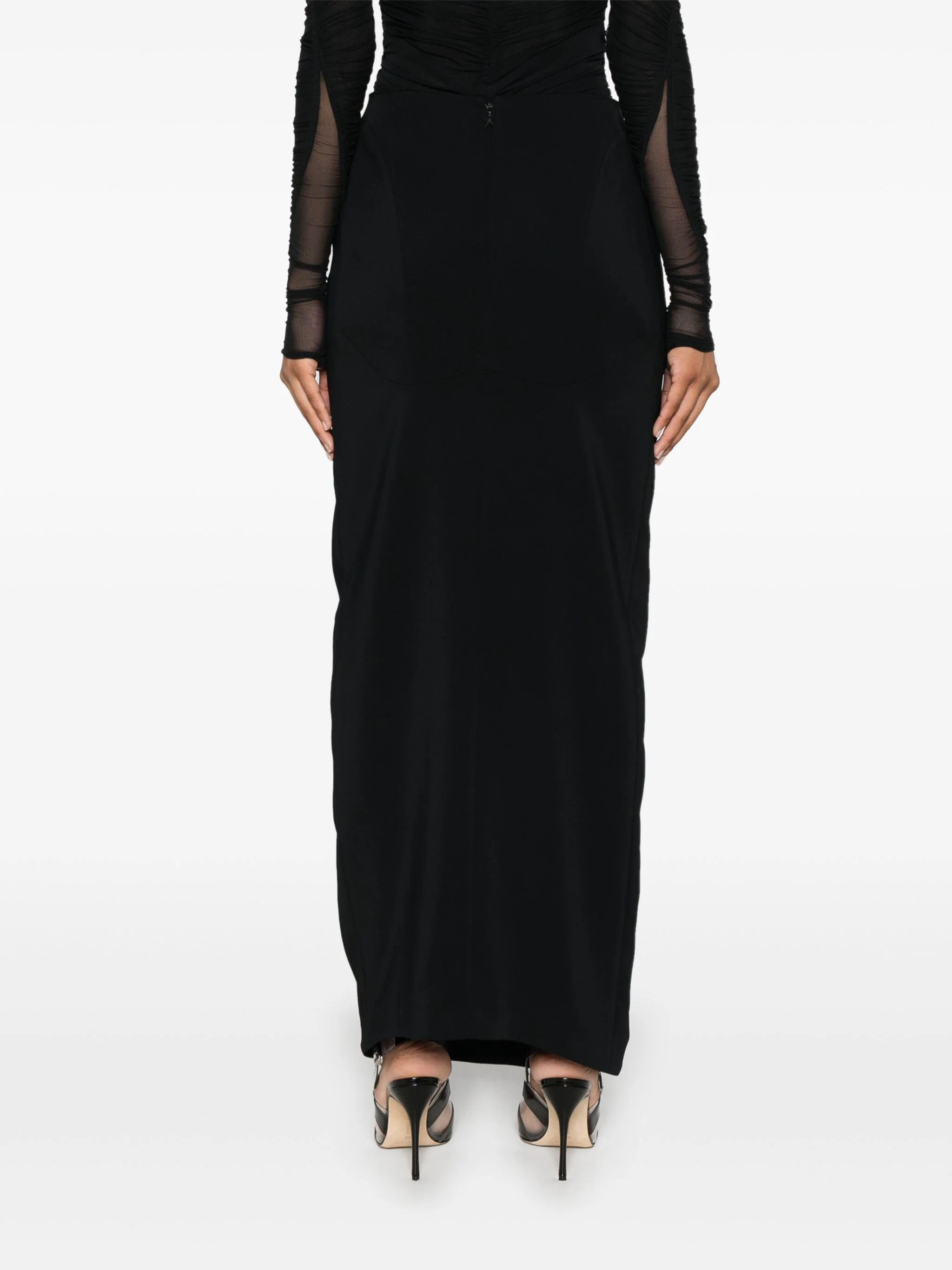 Mugler o1s22i1n1024 Piercing Long Skirt in Black Size 26" / US 2 / IT 38 - 4 Thumbnail