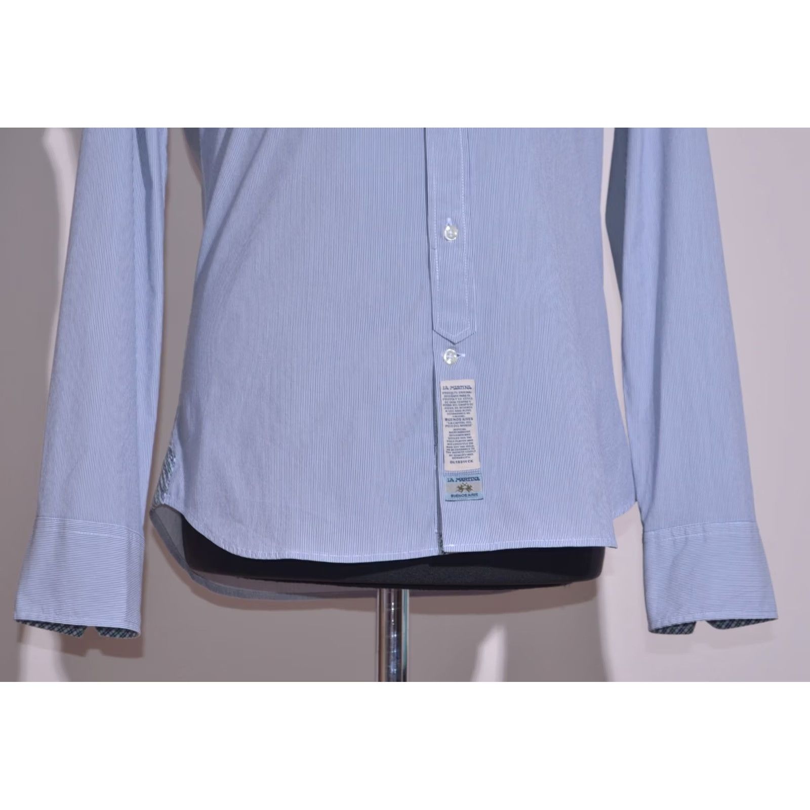 La Martina La Martina Blue Pinstripe Slim Fit Shirt Men XS S Regular Long Sleeve Button-Up Casual Knit? Size US S / EU 44-46 / 1 - 3 Thumbnail