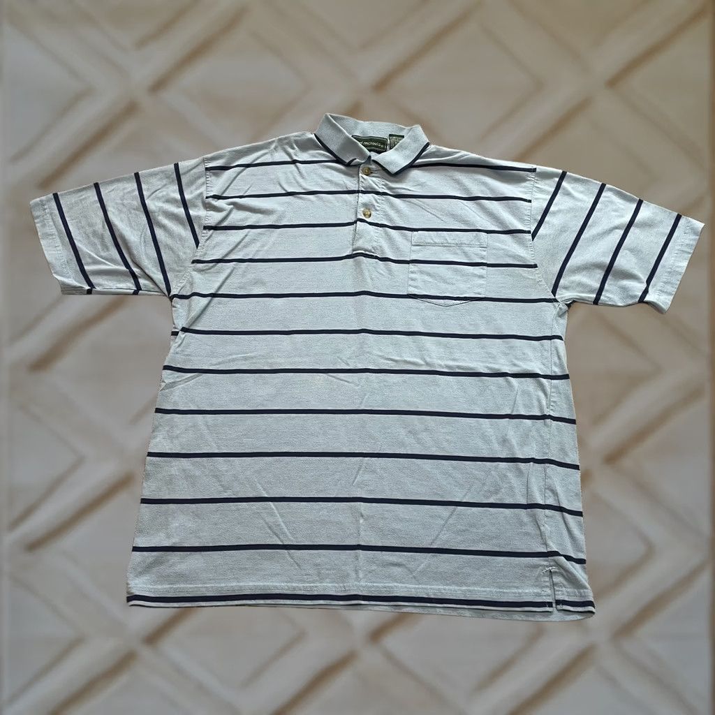 Vintage VINTAGE Carl Michaels Polo Shirt Mens L Light Blue Striped Pocket Collared Rugby Size US L / EU 52-54 / 3 - 1 Thumbnail
